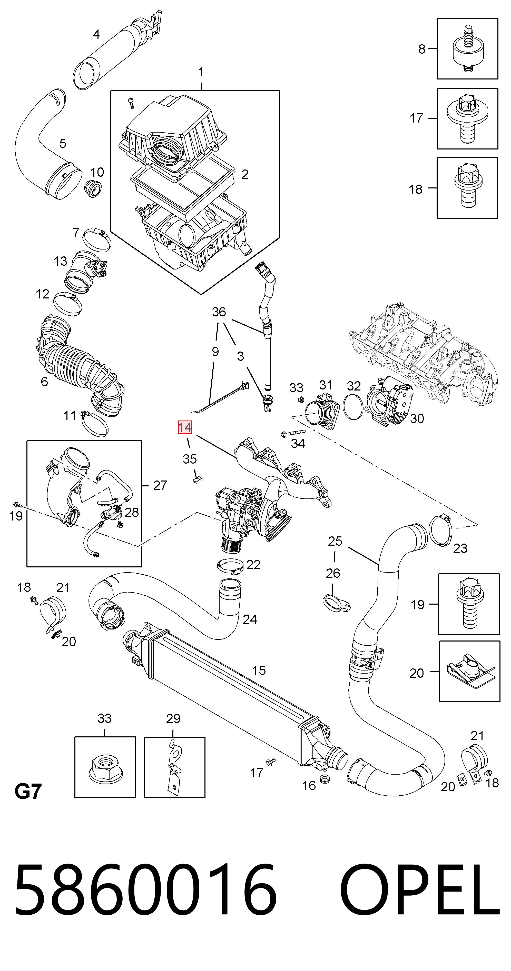 5860016 Opel Turbina