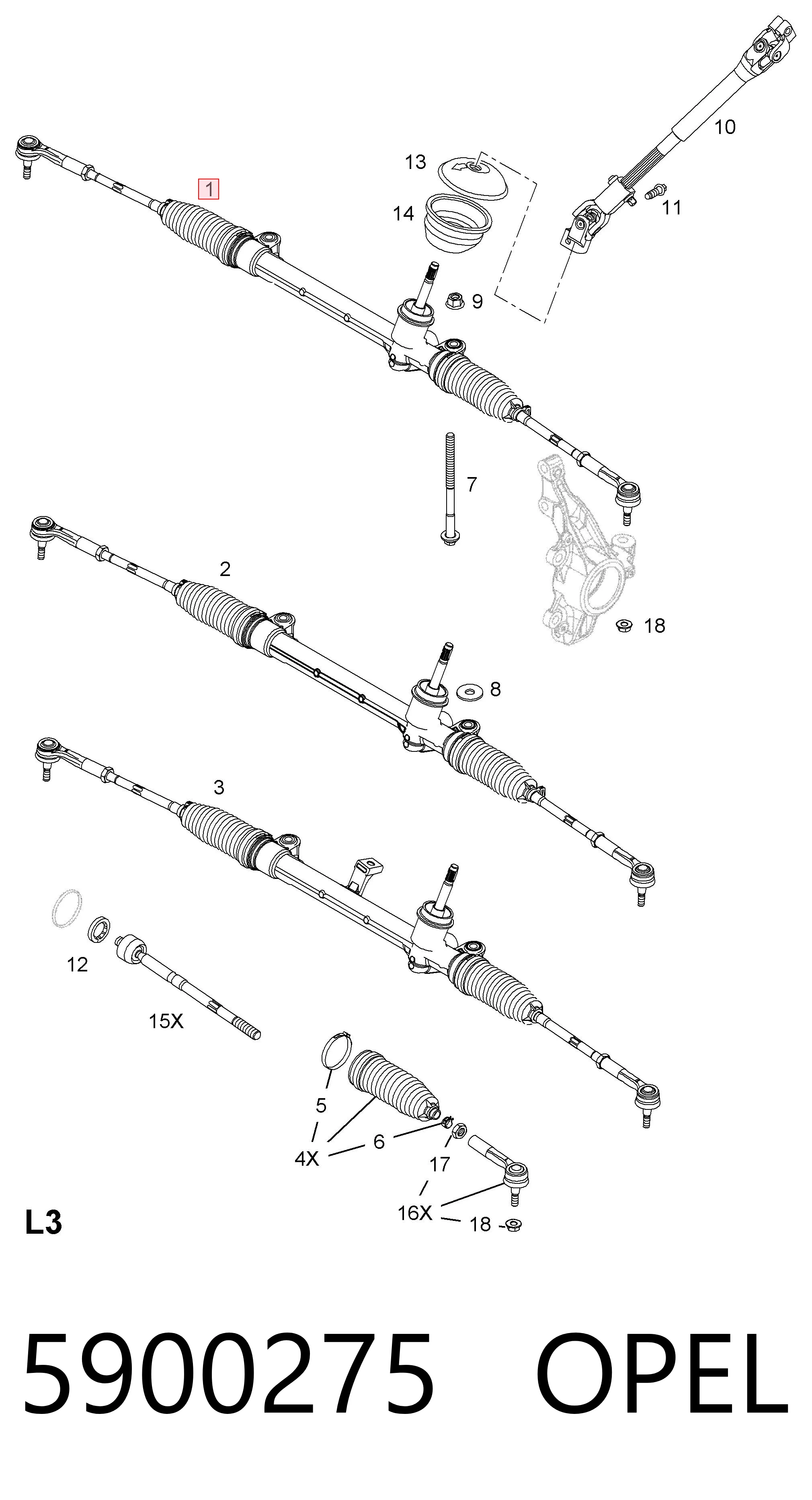 Listwa kierownicza (maglownica) do Opel Corsa D S07