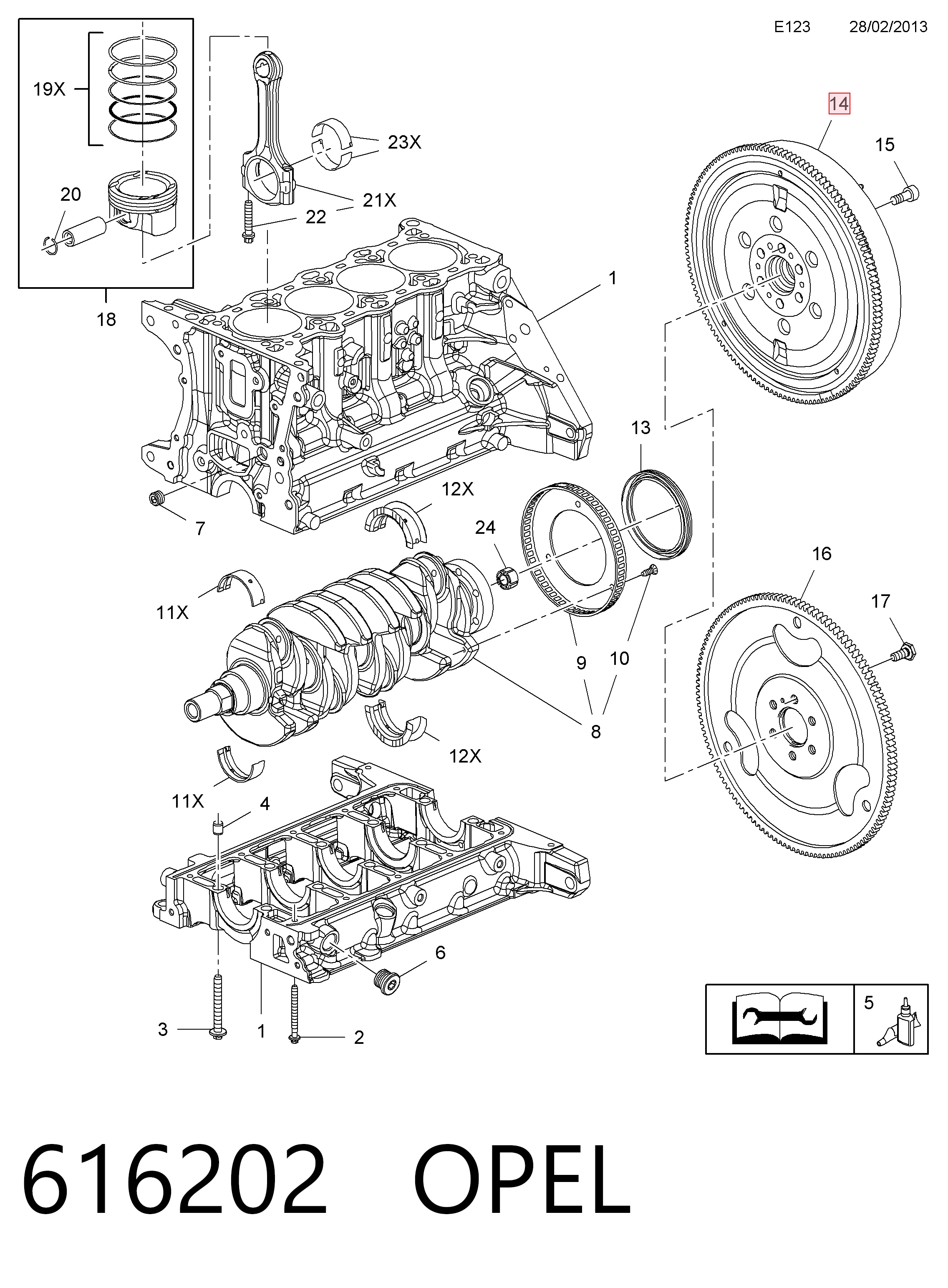 Do koszyka 55565495 General Motors Koło zamachowe silnika