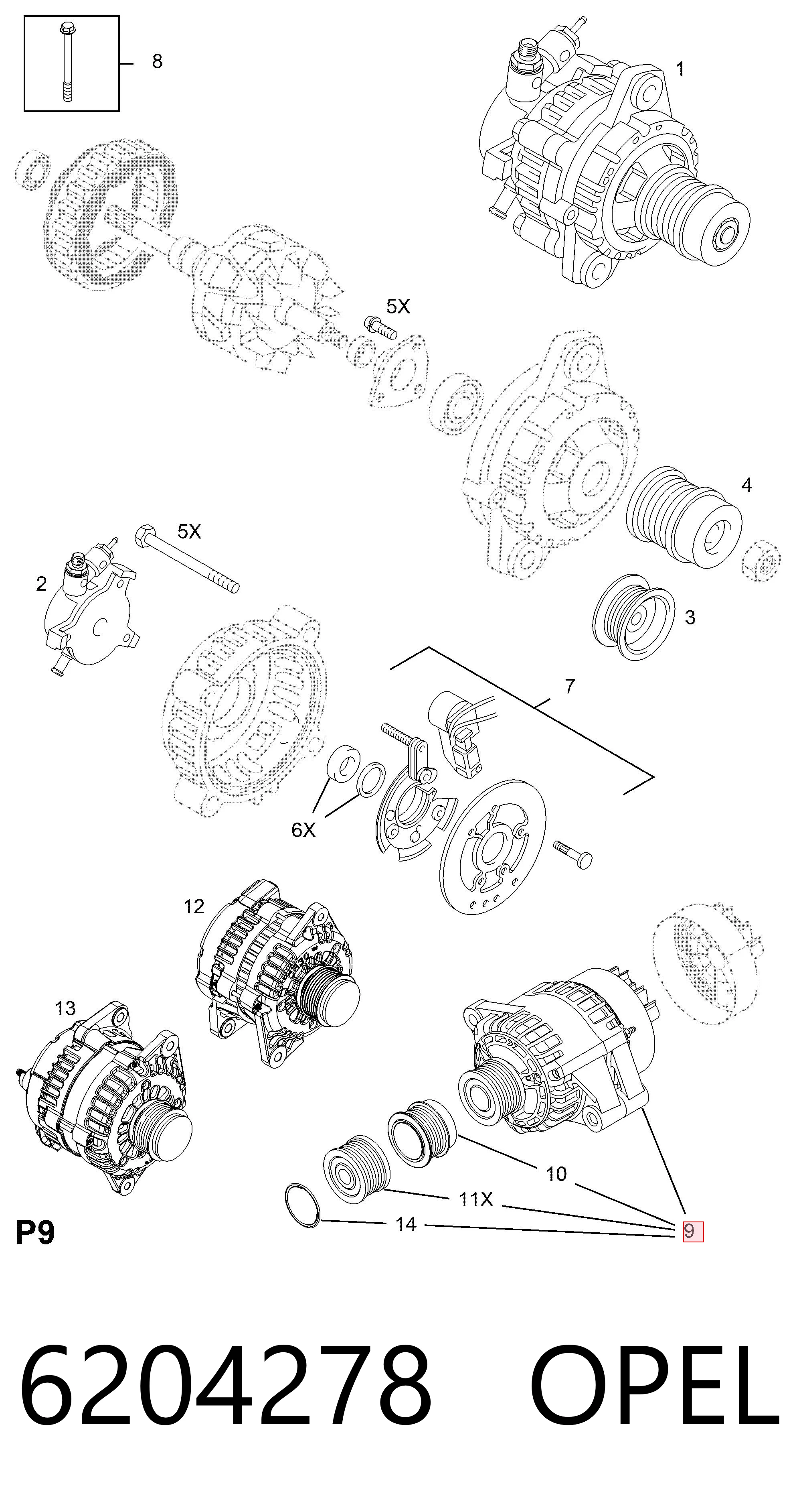 6204278 Opel Alternator