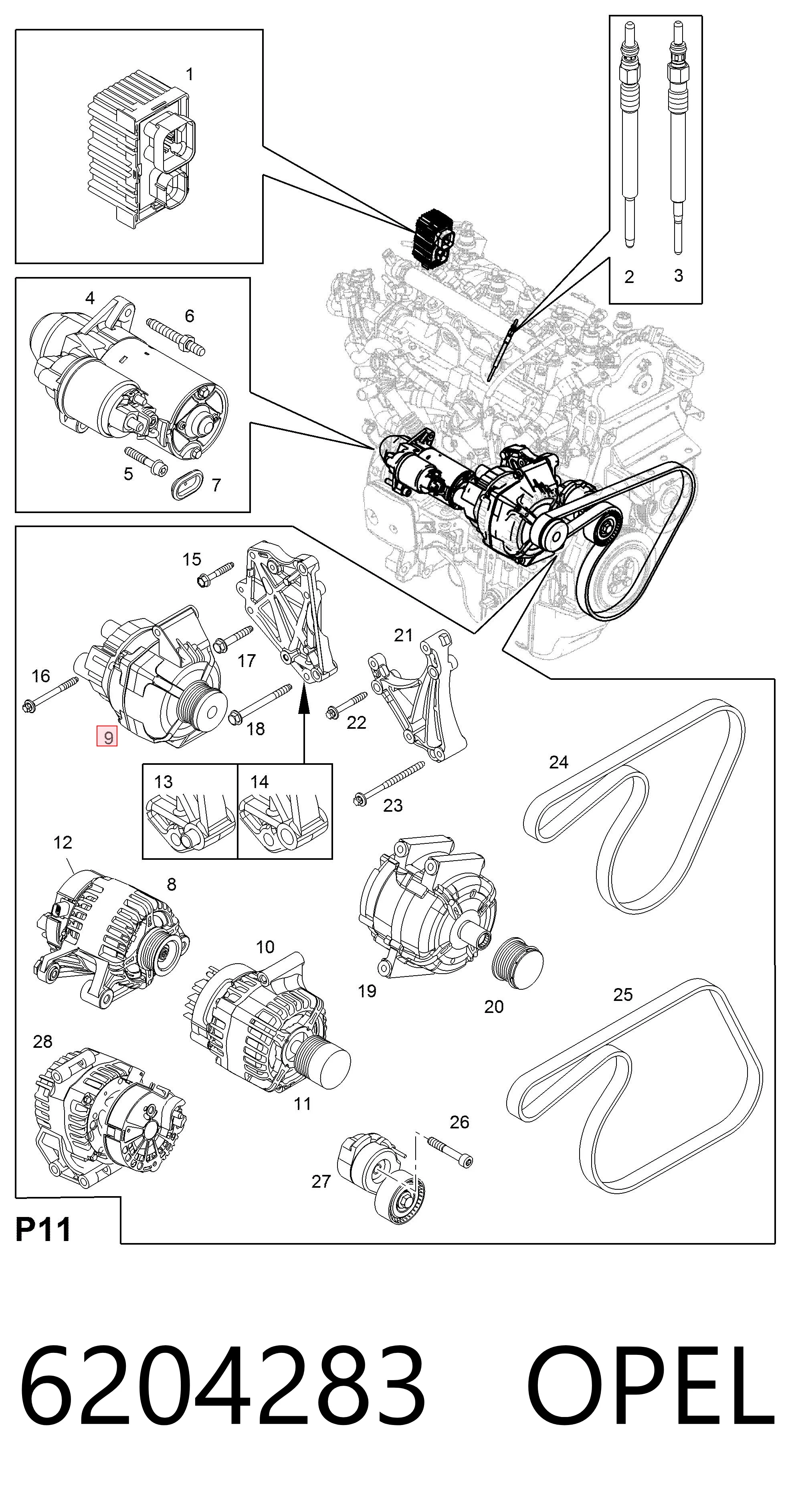 6204283 Opel Alternator