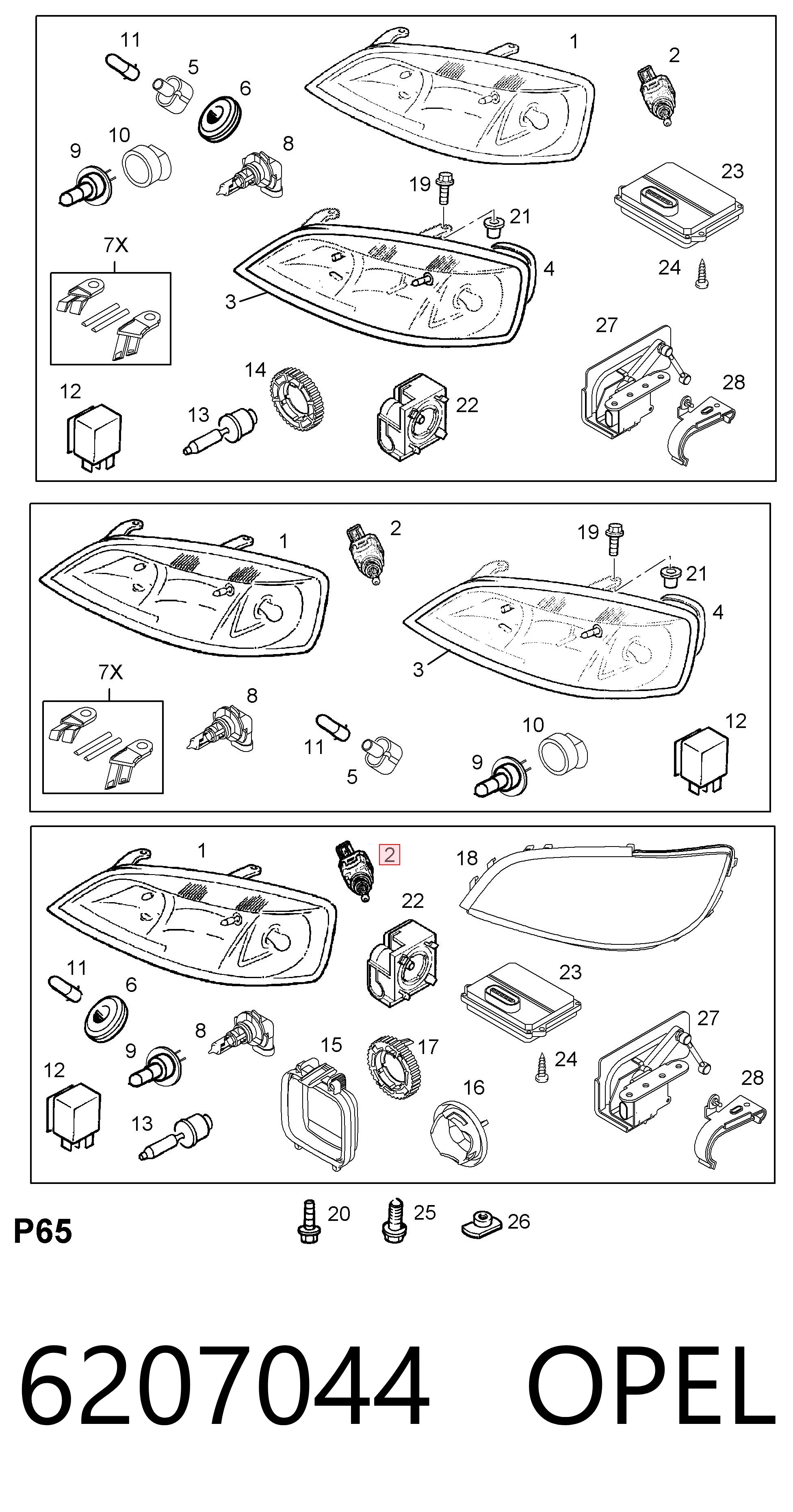 6207044 Opel Korektor swiatel