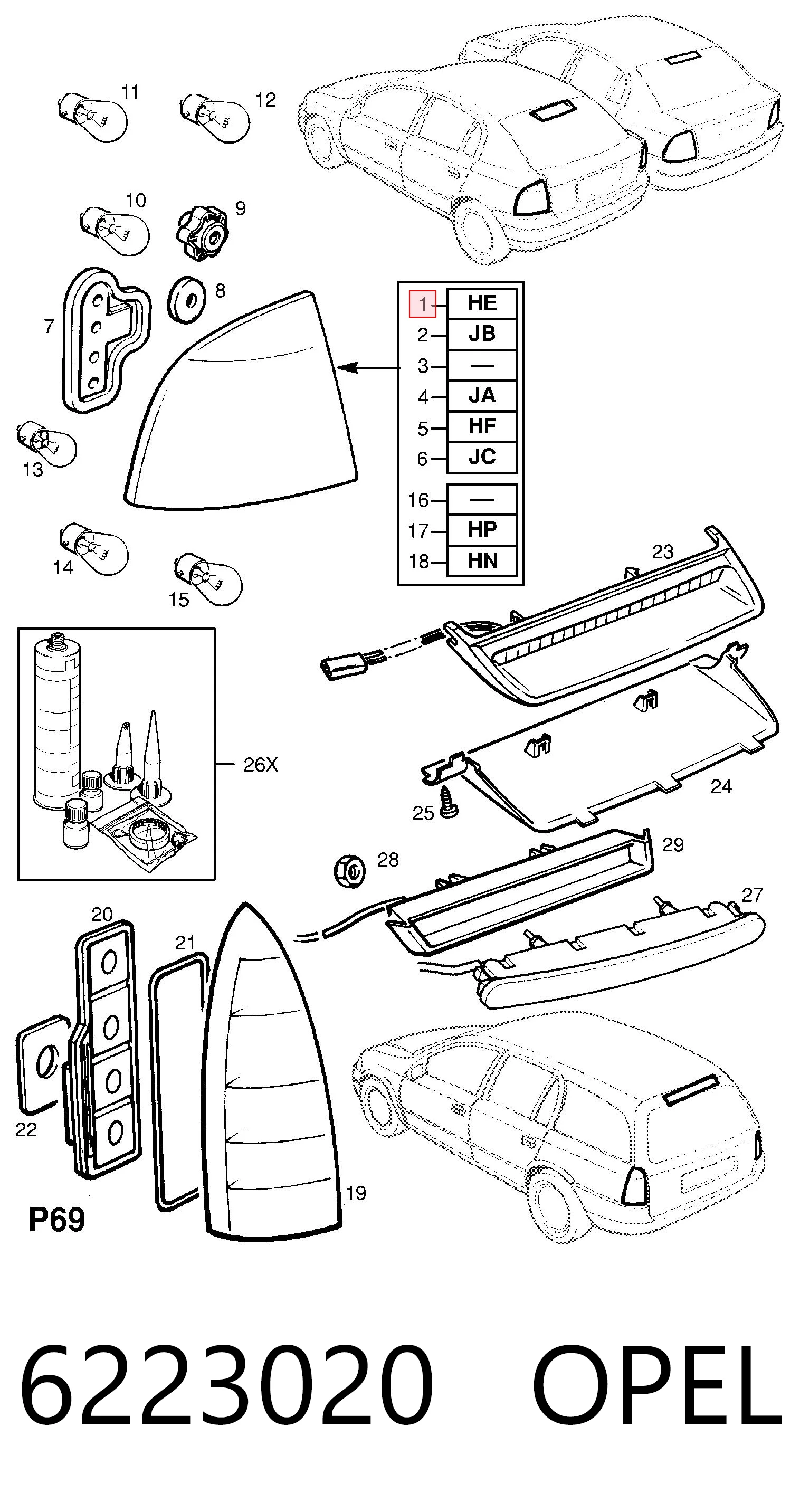 Lampa zespolona tylna prawa General Motors 29058010