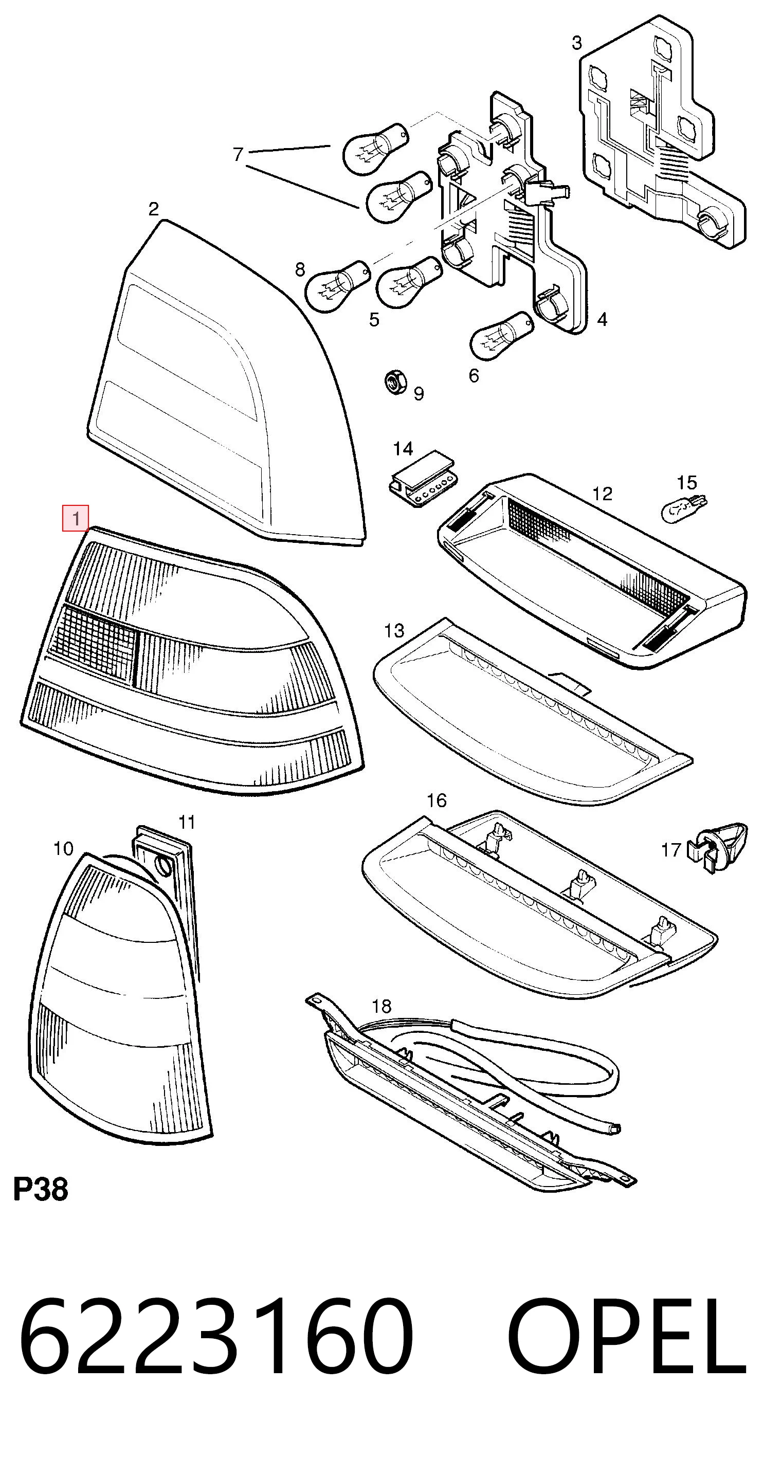 Lampa zespolona tylna prawa do Opel Vectra B 36