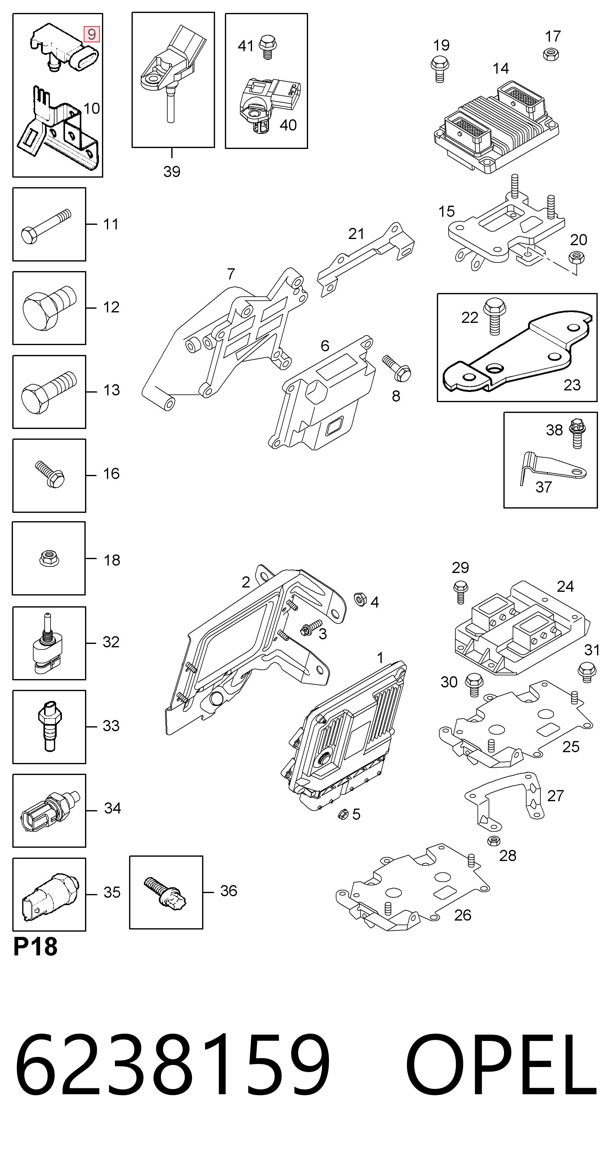 6238159 Opel Czujnik ciśnienia w kolektorze ssącym, MAP