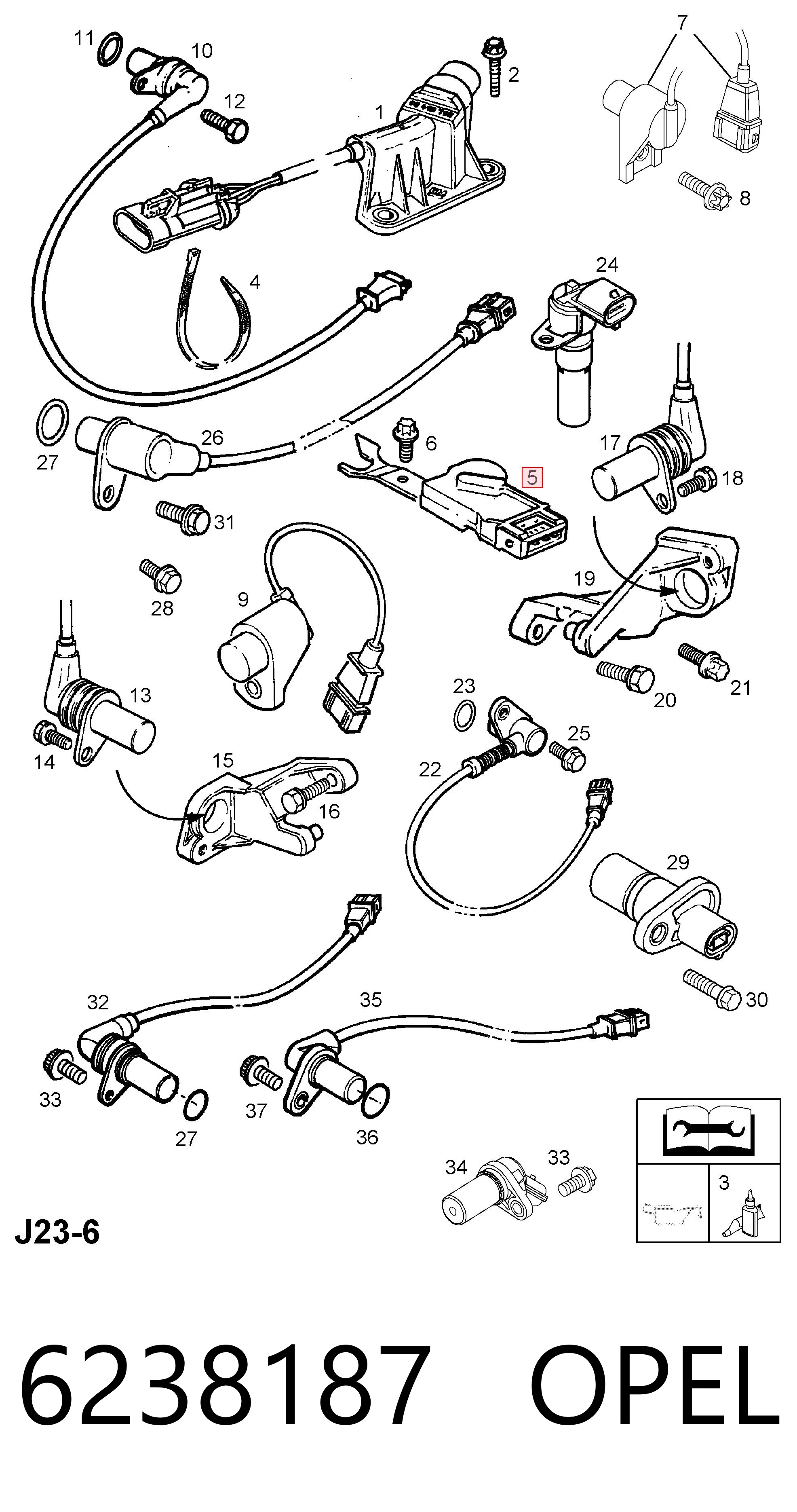 6238187 Opel Czujnik położenia wałka rozrządu