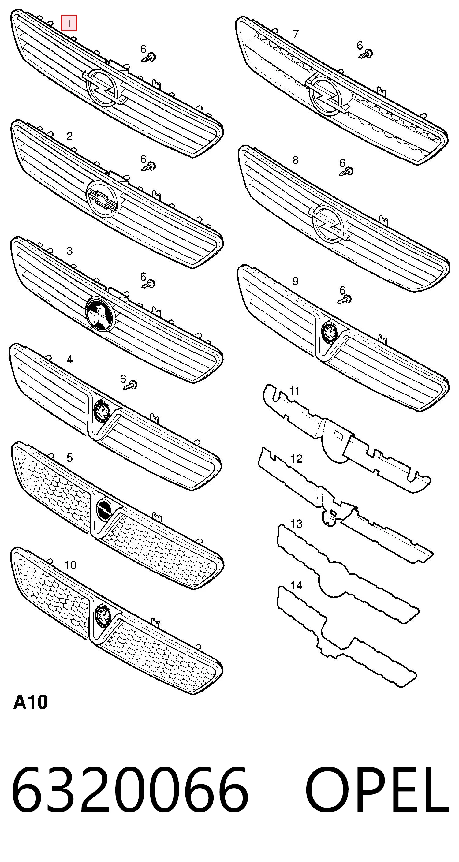 Atrapa chłodnicy do Opel Astra G F48, F08