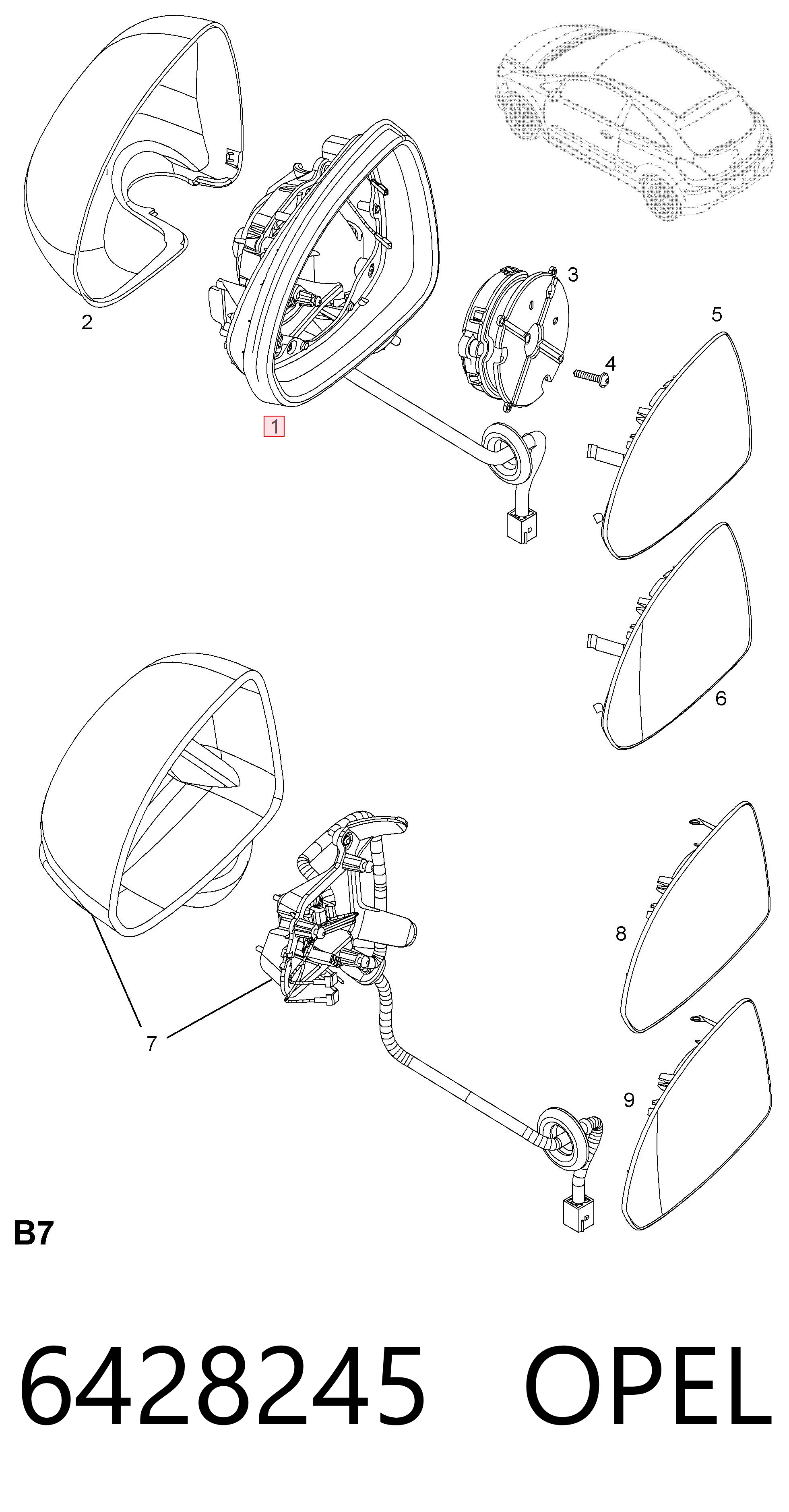 13187615 General Motors Lusterko wsteczne lewe