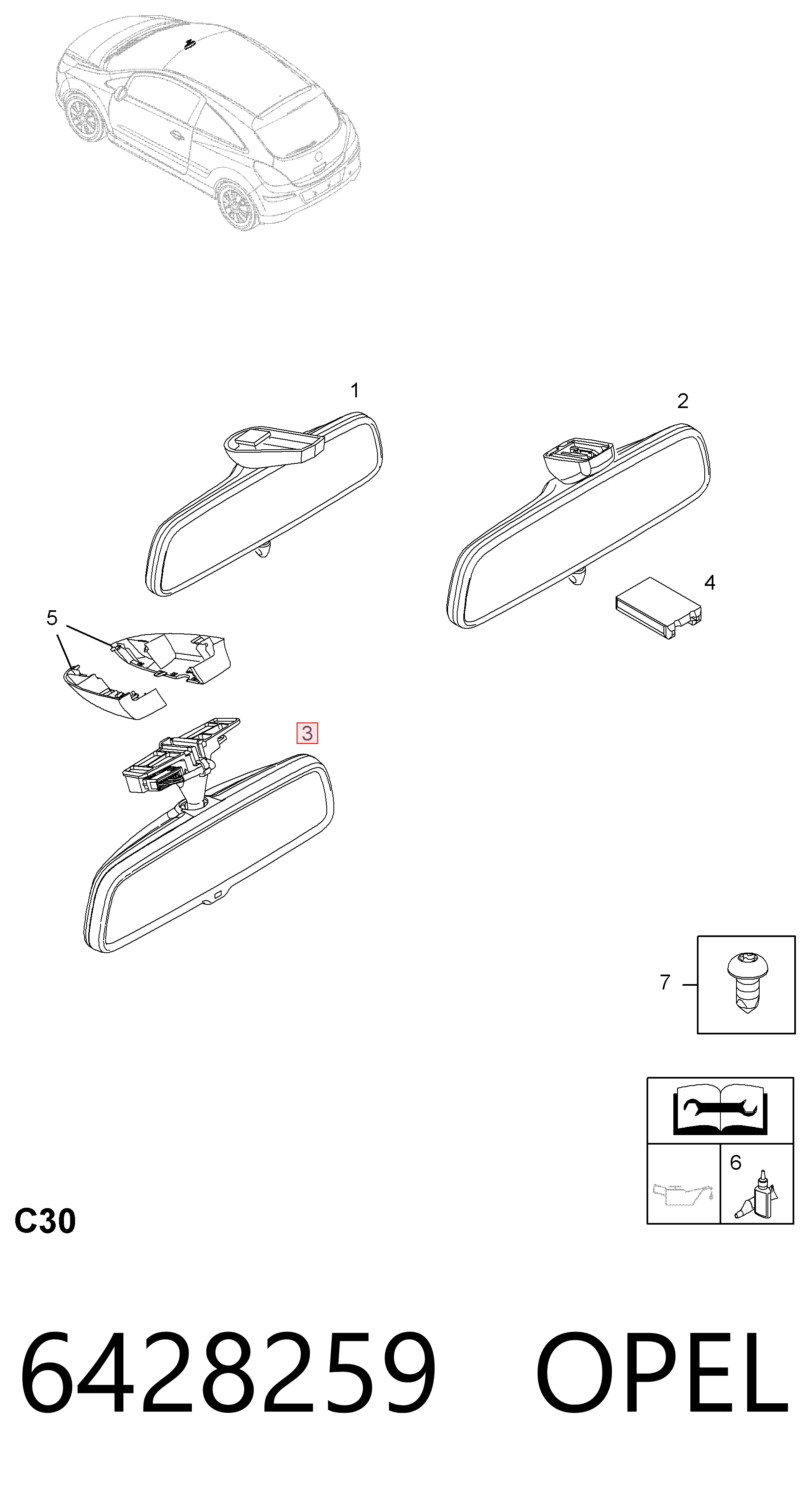 Lusterko wewnętrzne do Opel Zafira B A05