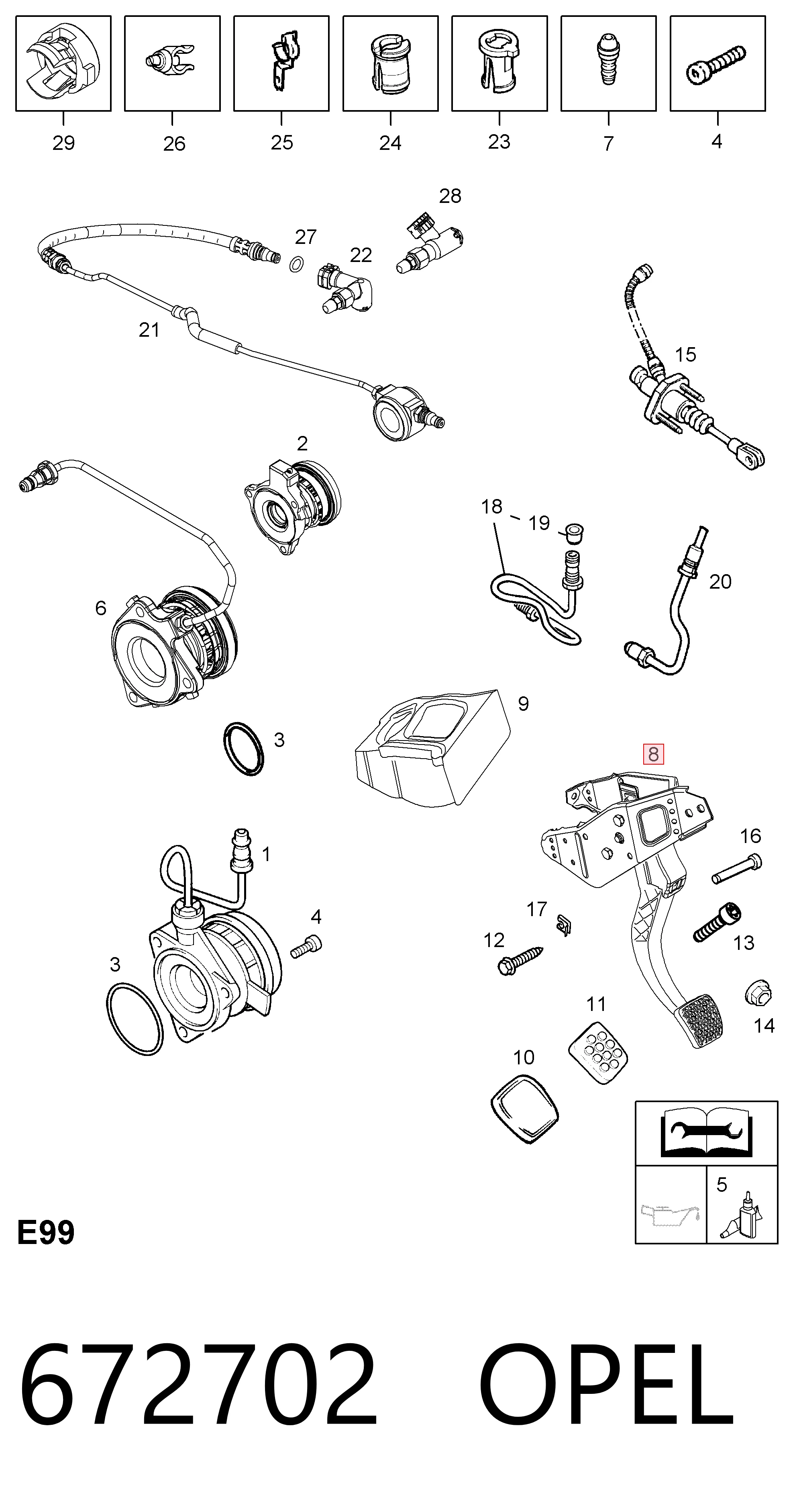 Pedał sprzęgła Opel Astra H kombi (L35) (2004 - 2014) cena, od 46,82 USD