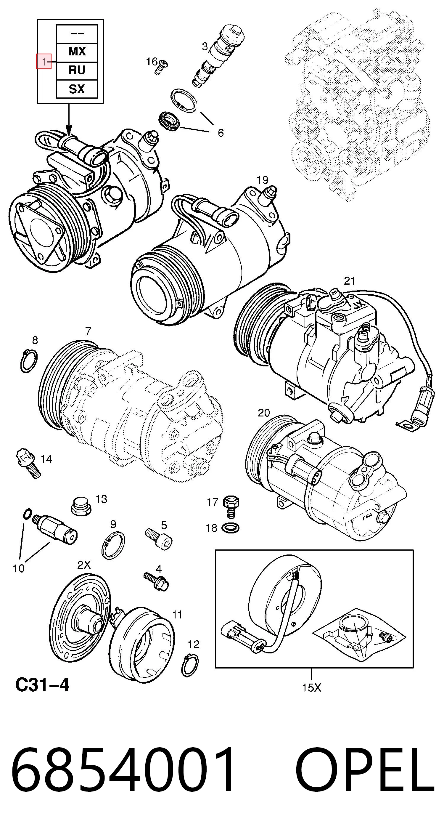 Sprężarka klimatyzacji 6854001 General Motors