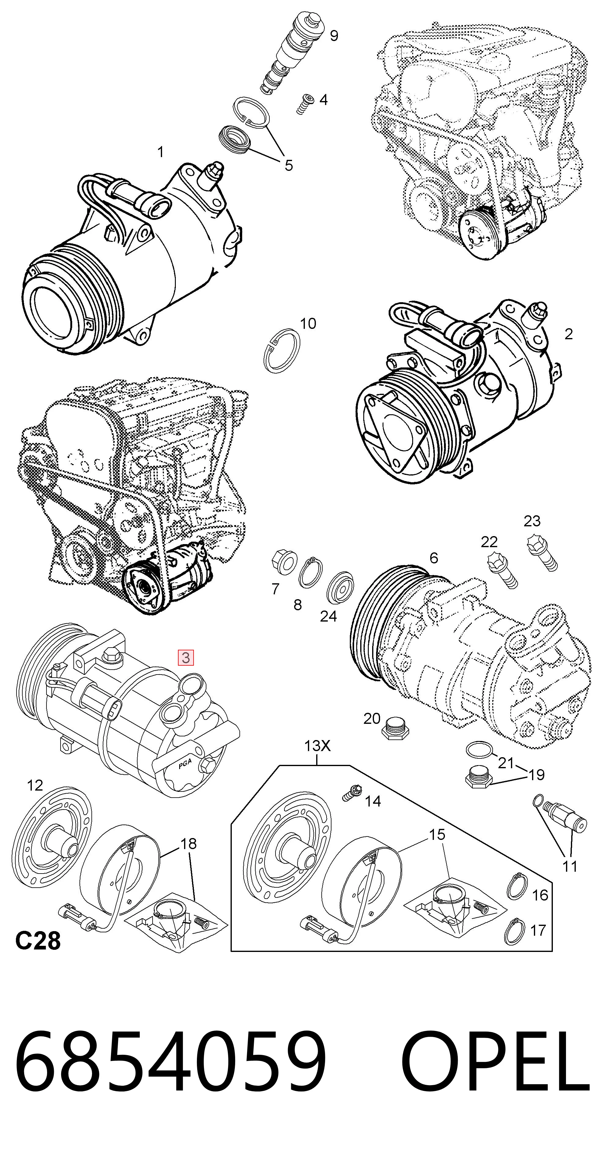 6854059 Opel Sprężarka klimatyzacji