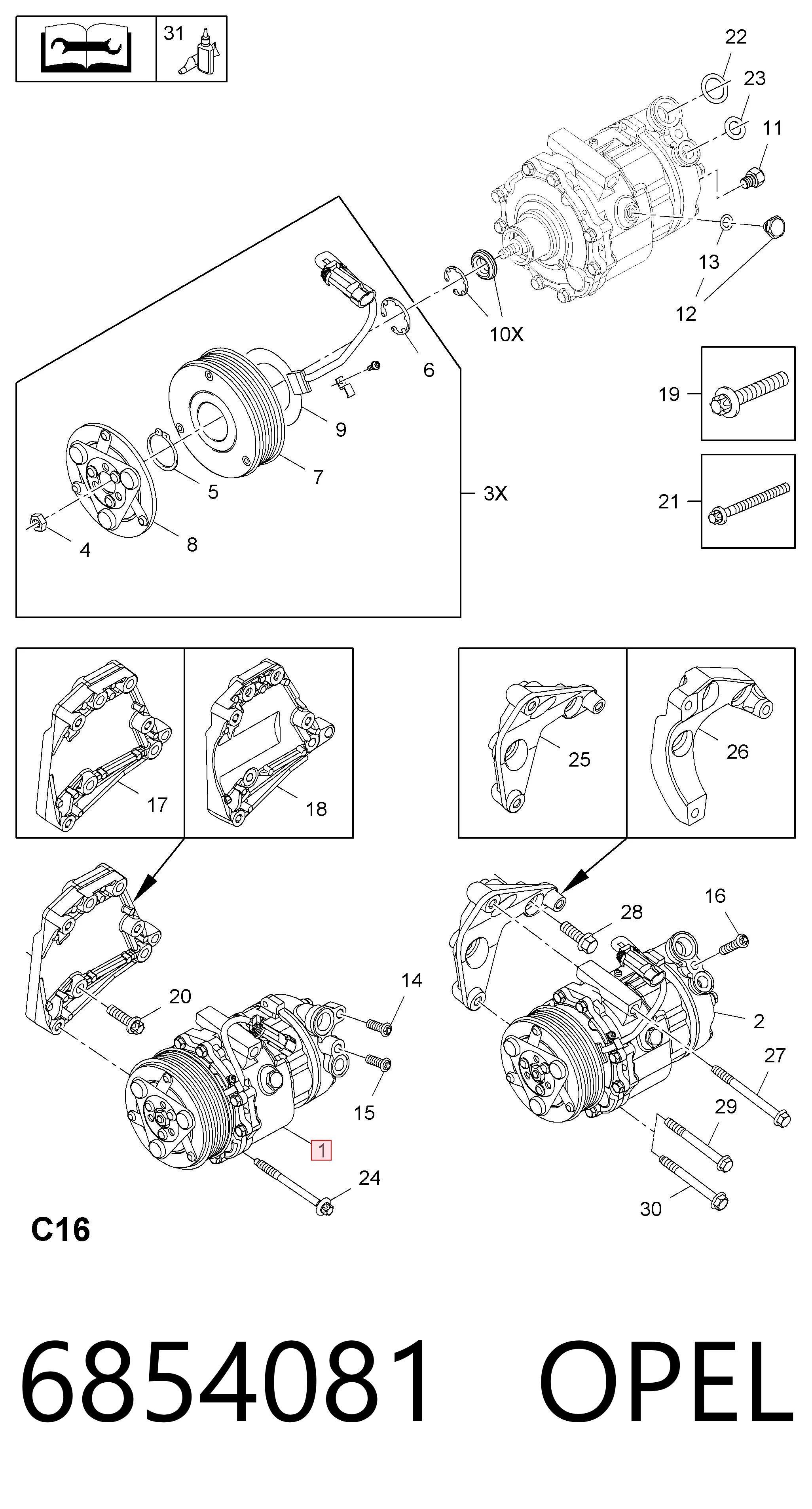 6854081 Opel Sprężarka klimatyzacji