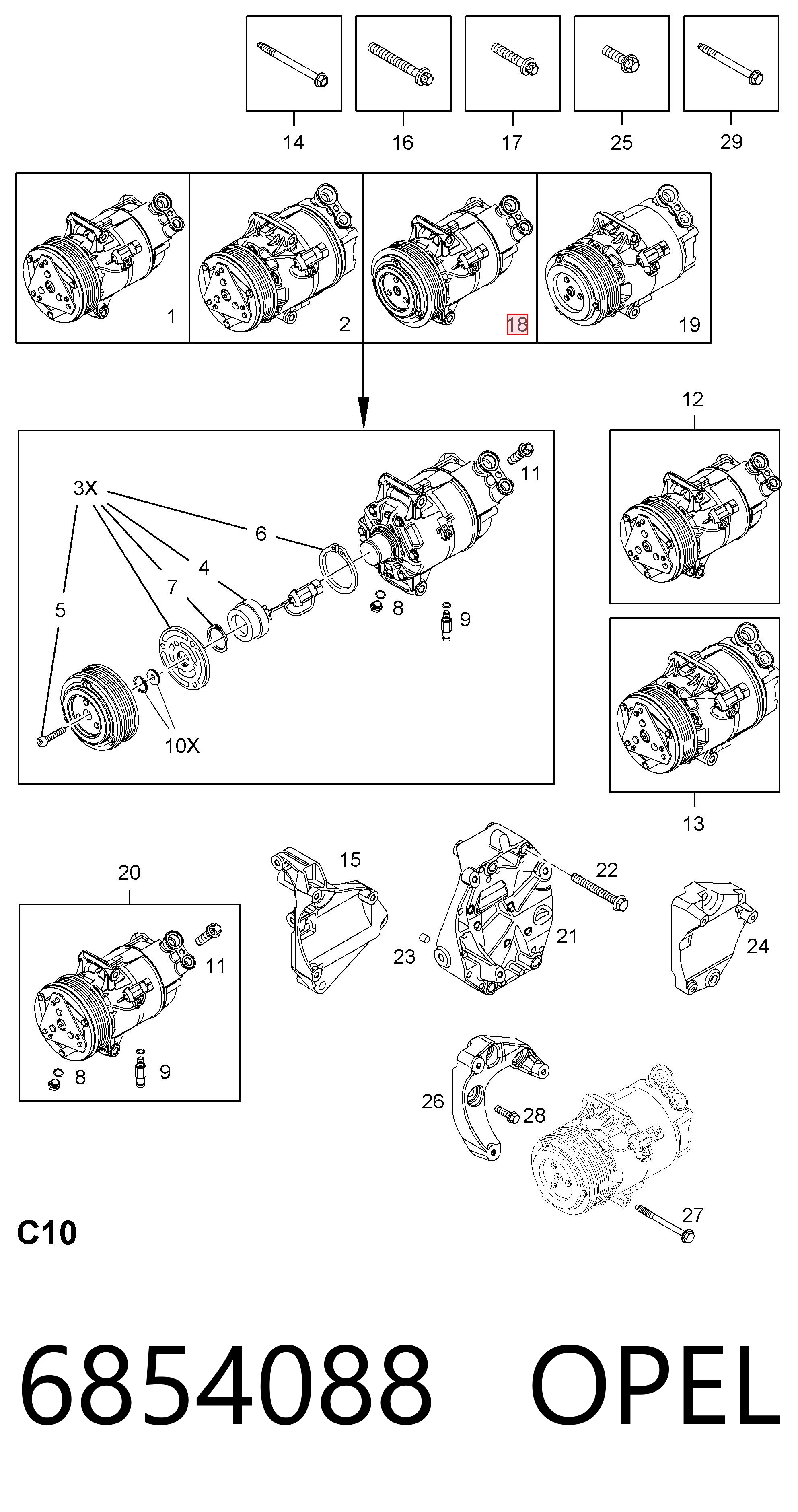 6854088 Opel Sprężarka klimatyzacji