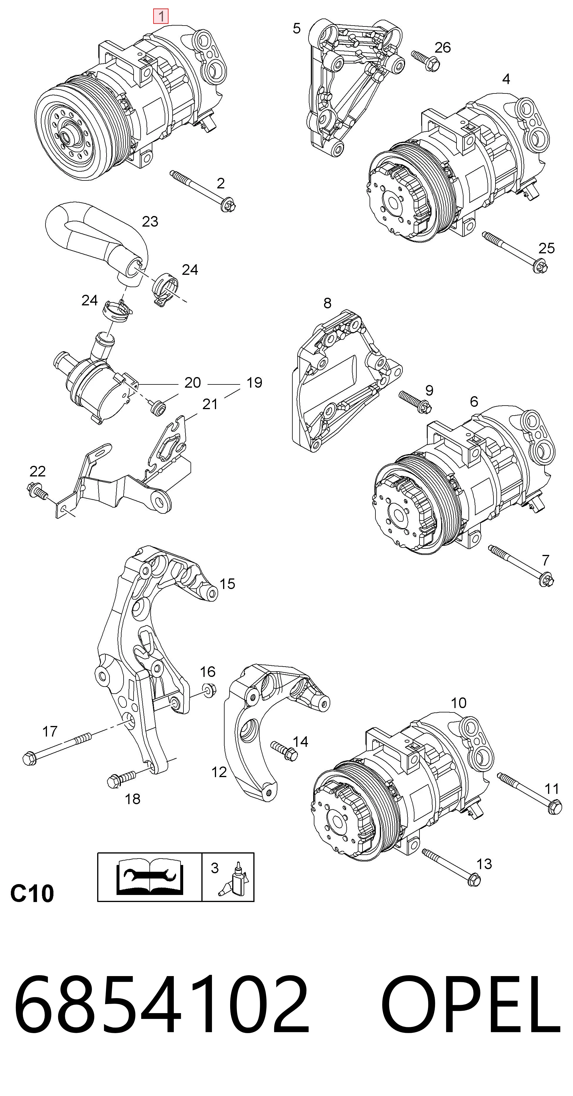 6854102 Opel Sprężarka klimatyzacji