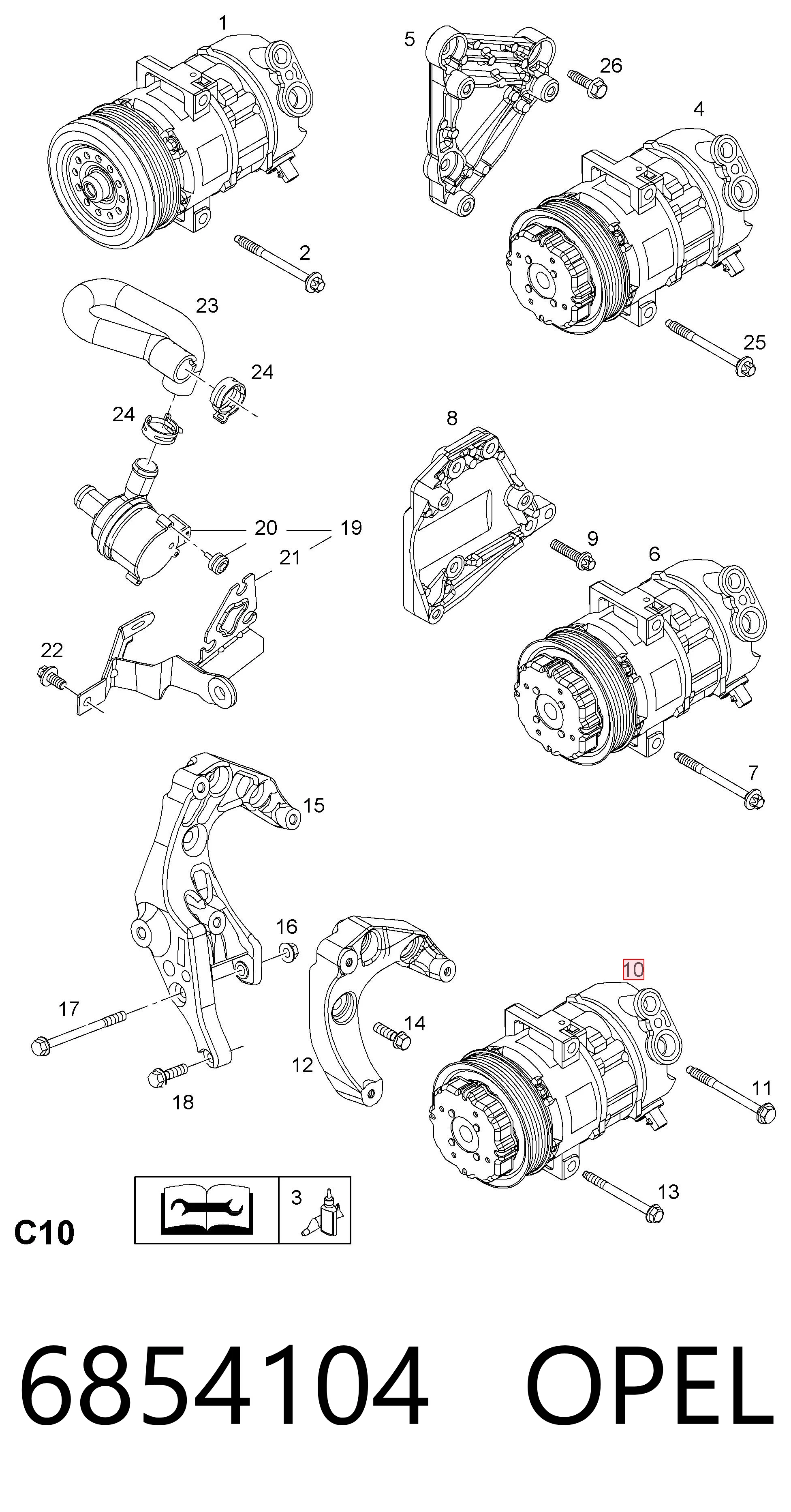 6854104 Opel Sprężarka klimatyzacji