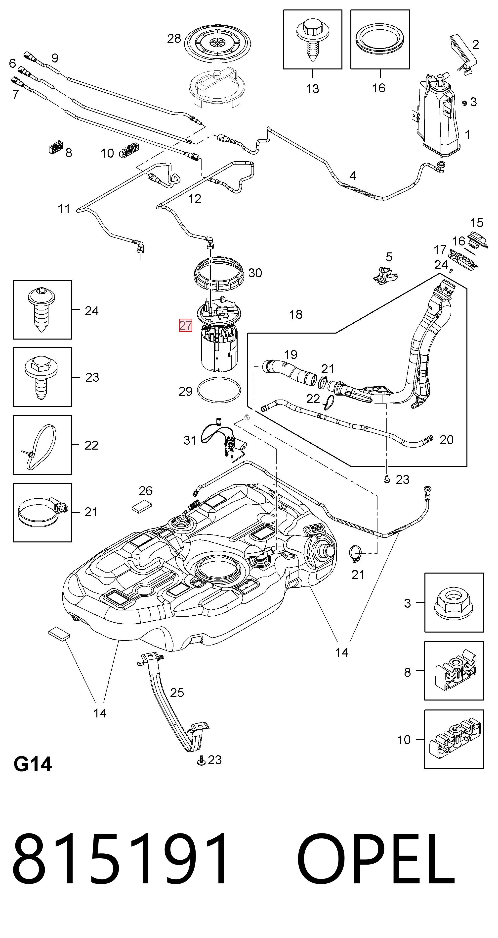 815191 Opel Moduł pompy paliwowej z czujnikiem poziomu paliwa