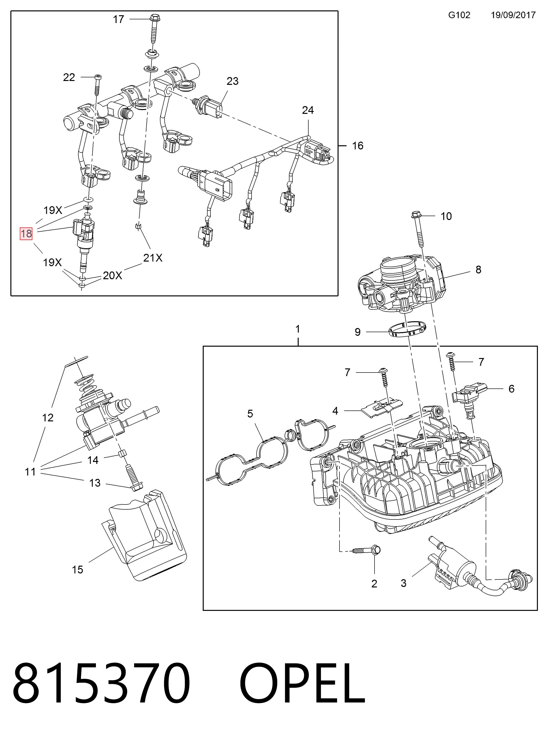 815370 Opel Wtryskiwacz paliwa
