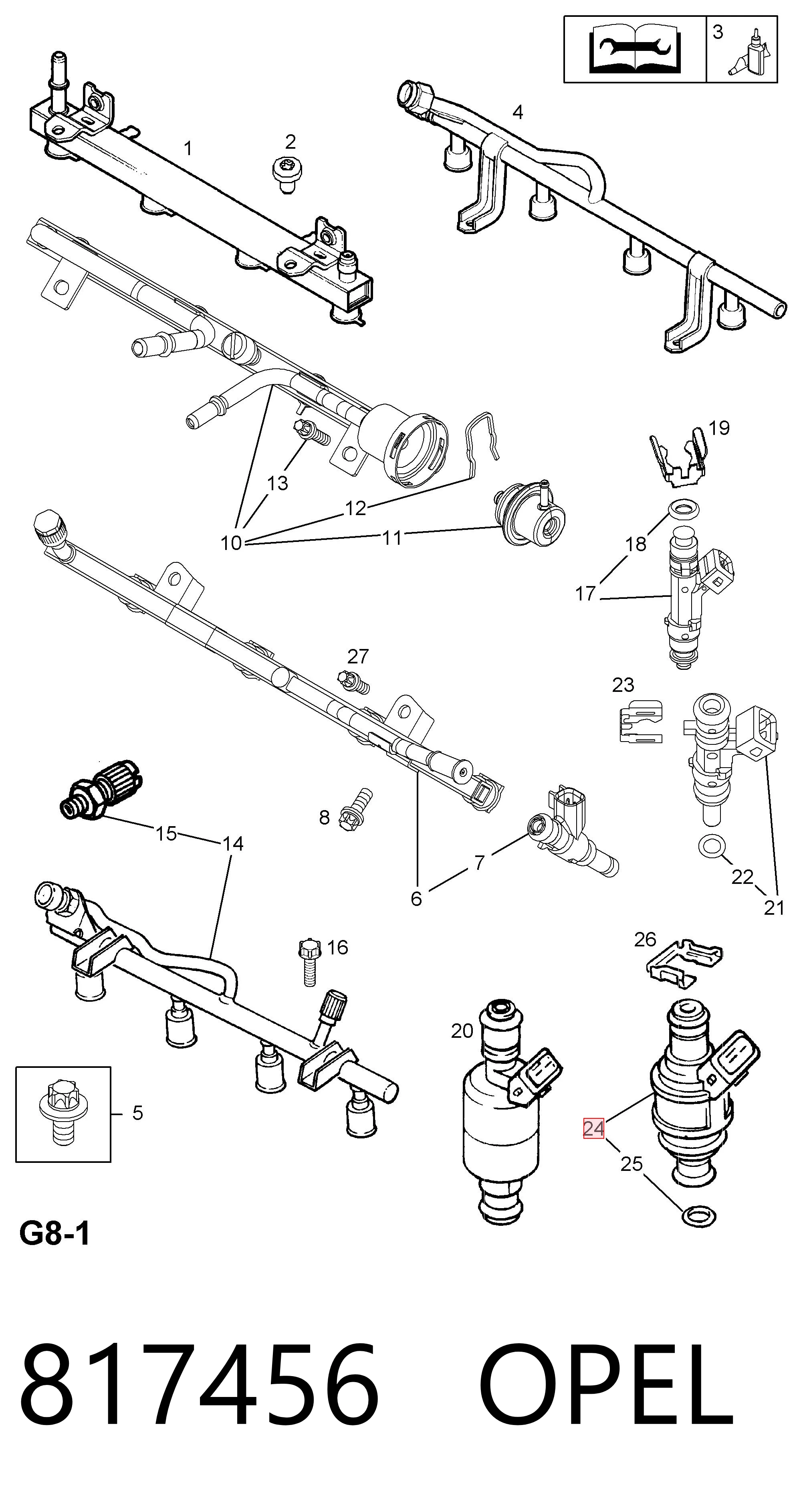 817456 Opel Wtryskiwacz paliwa