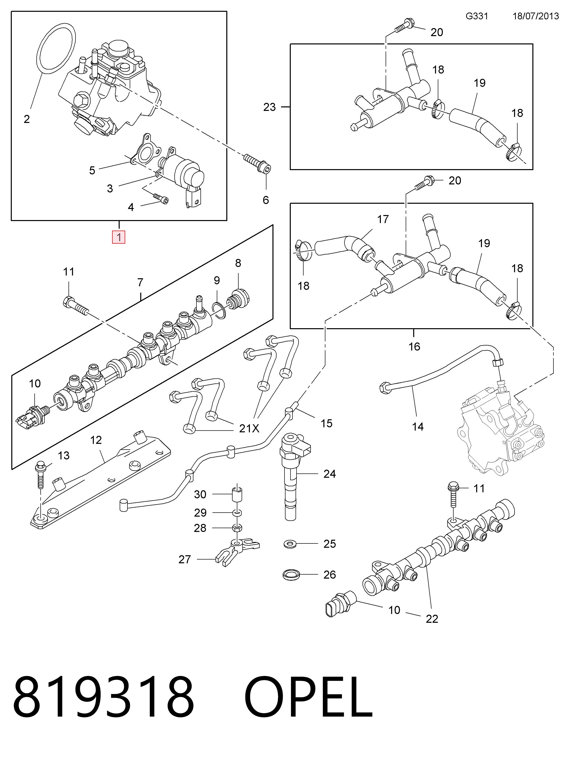 819318 Opel Pompa wtryskowa wysokiego ciśnienia