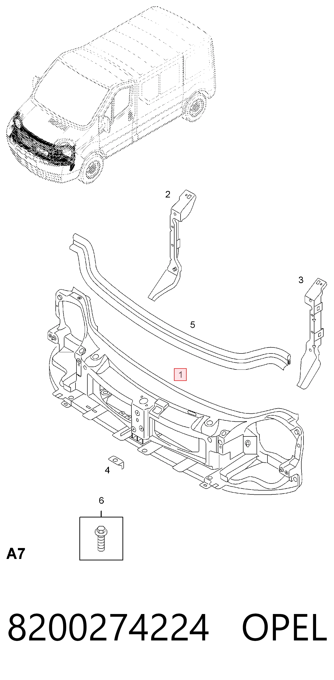 Osłona chłodnicy kompletna (panel mocowania reflektorów) Opel Vivaro A awangarda (F7) (2001 - 2014) cena, od 145,16 USD