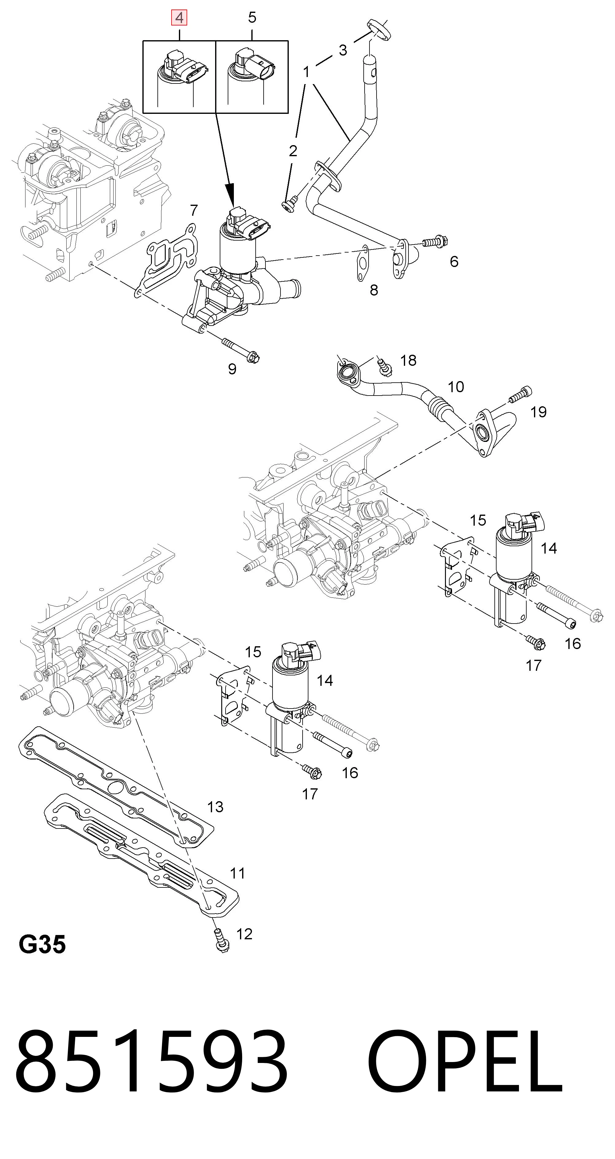 851593 Opel Zawór recyrkulacji spalin EGR