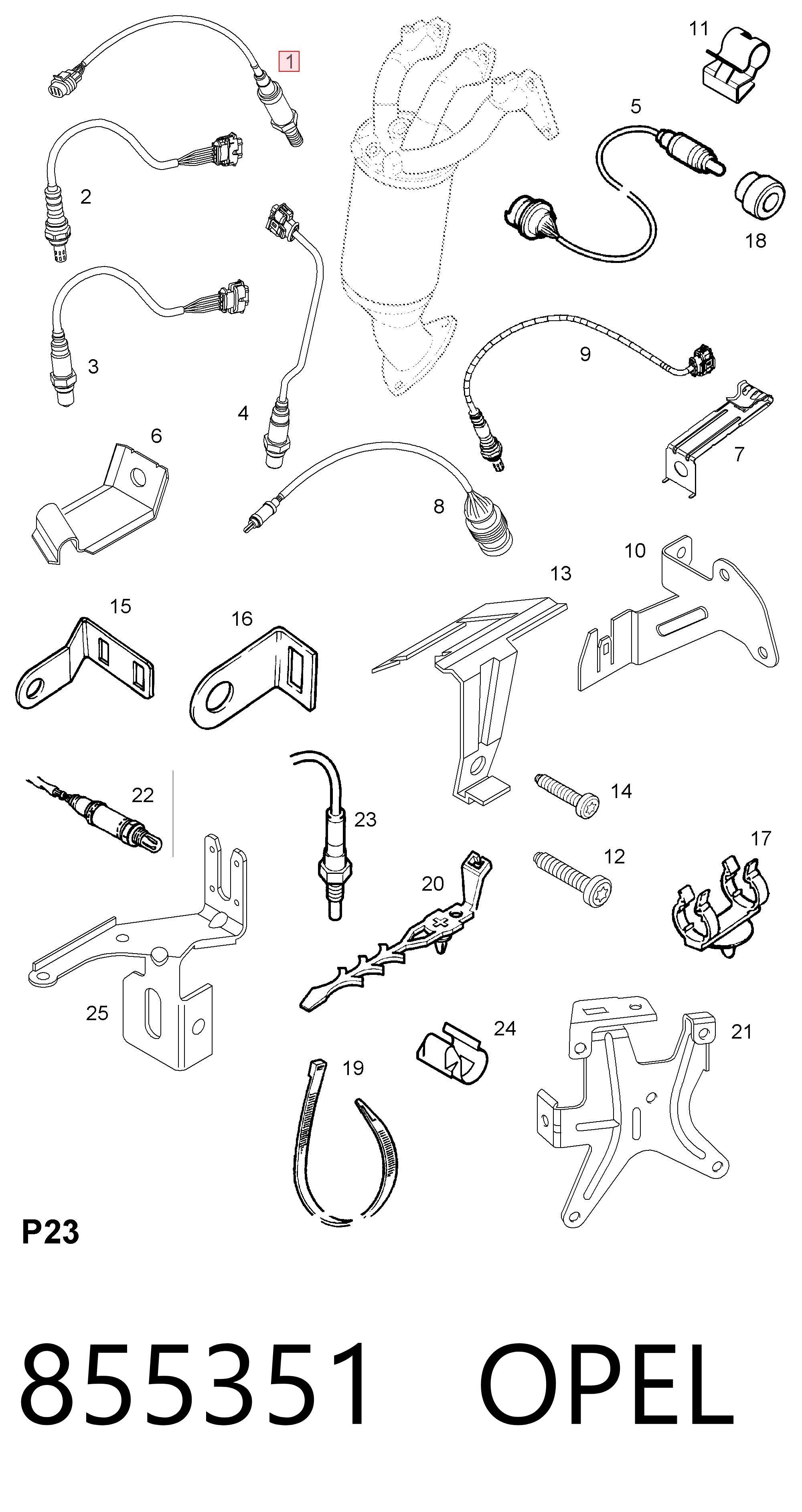 855351 Opel Sonda lambda czujnik tlenu po katalizatorze