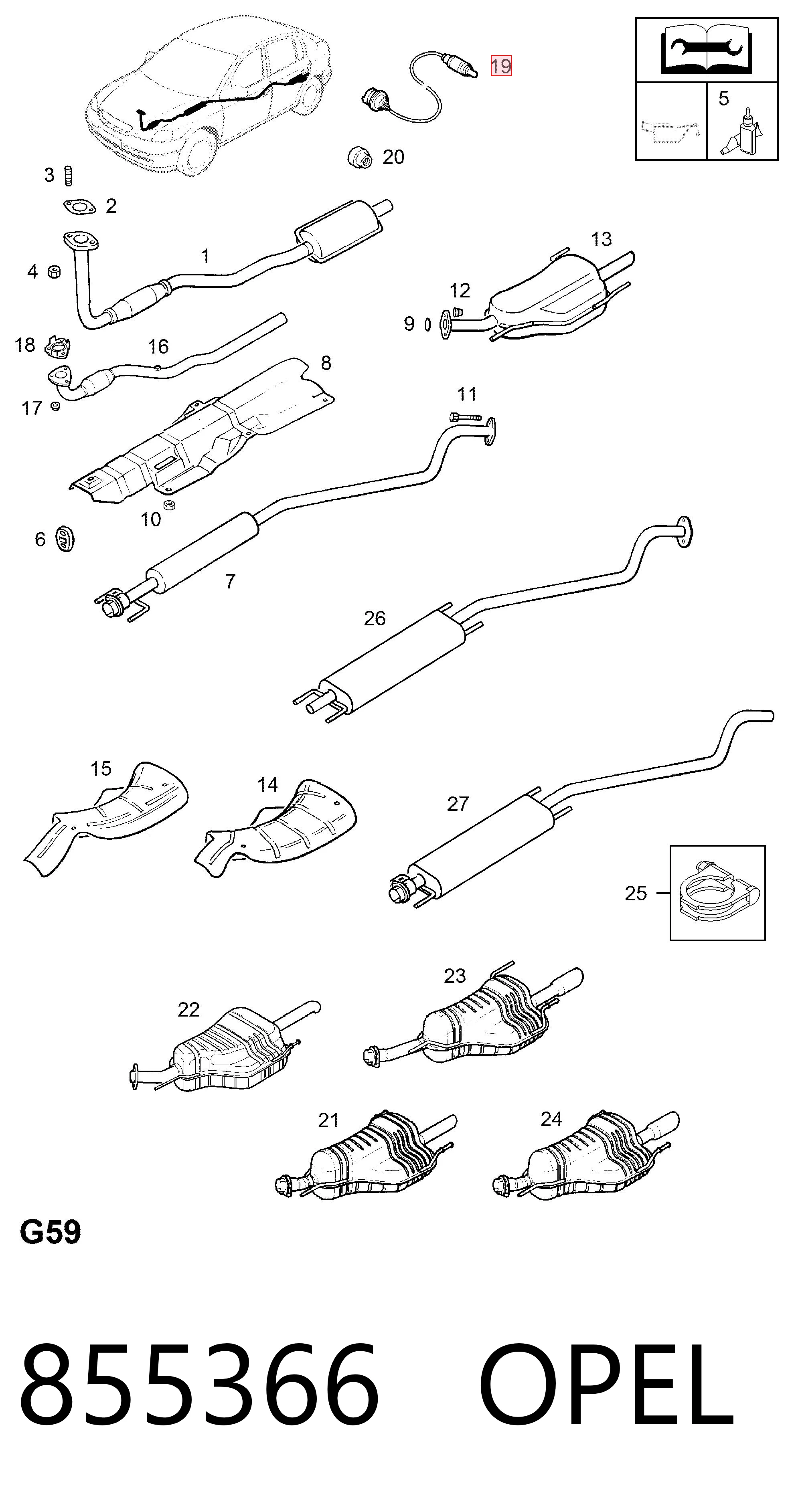 855366 Opel Sonda lambda czujnik tlenu przed katalizatorem