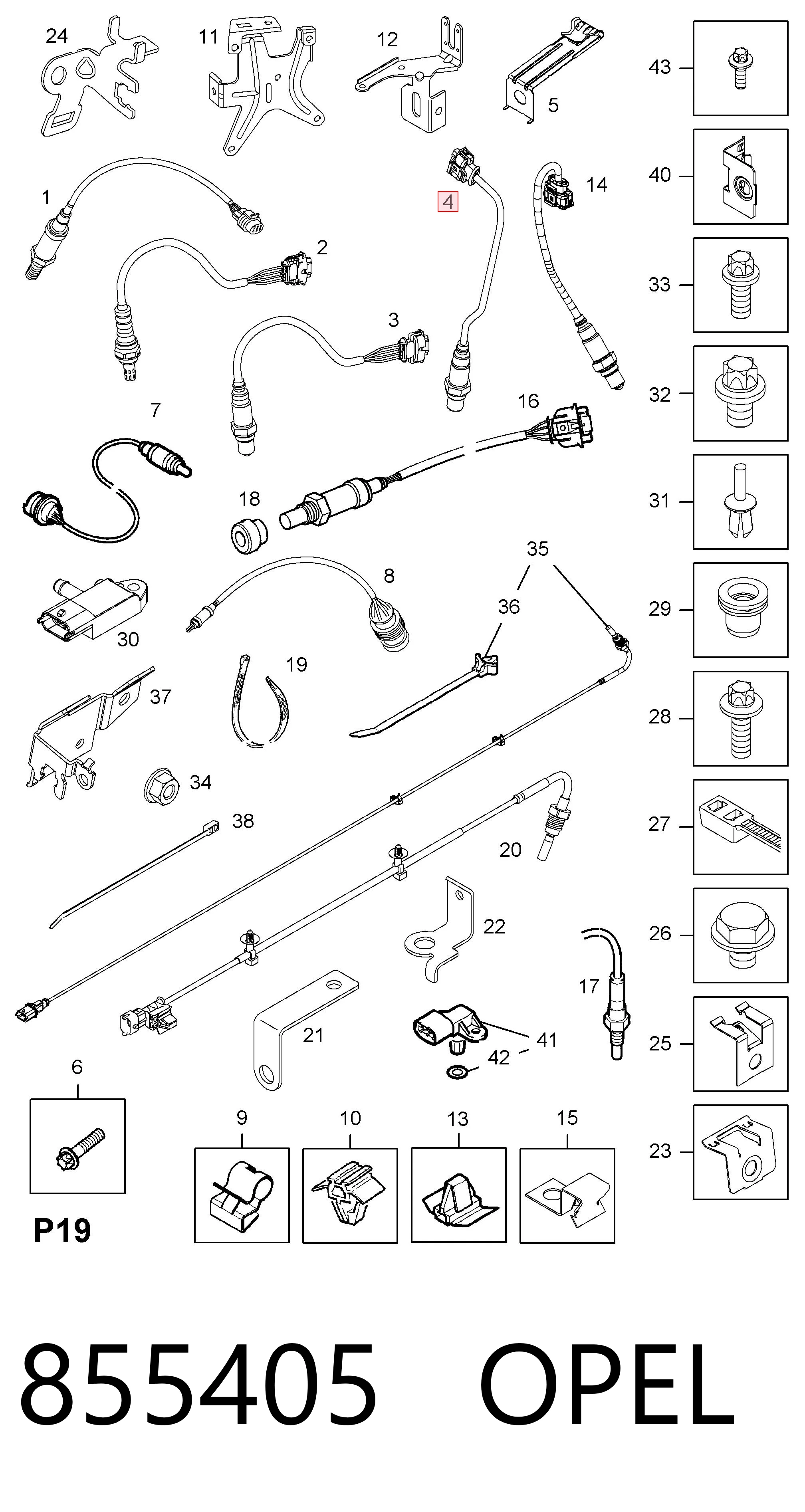 855405 Opel Sonda lambda czujnik tlenu po katalizatorze