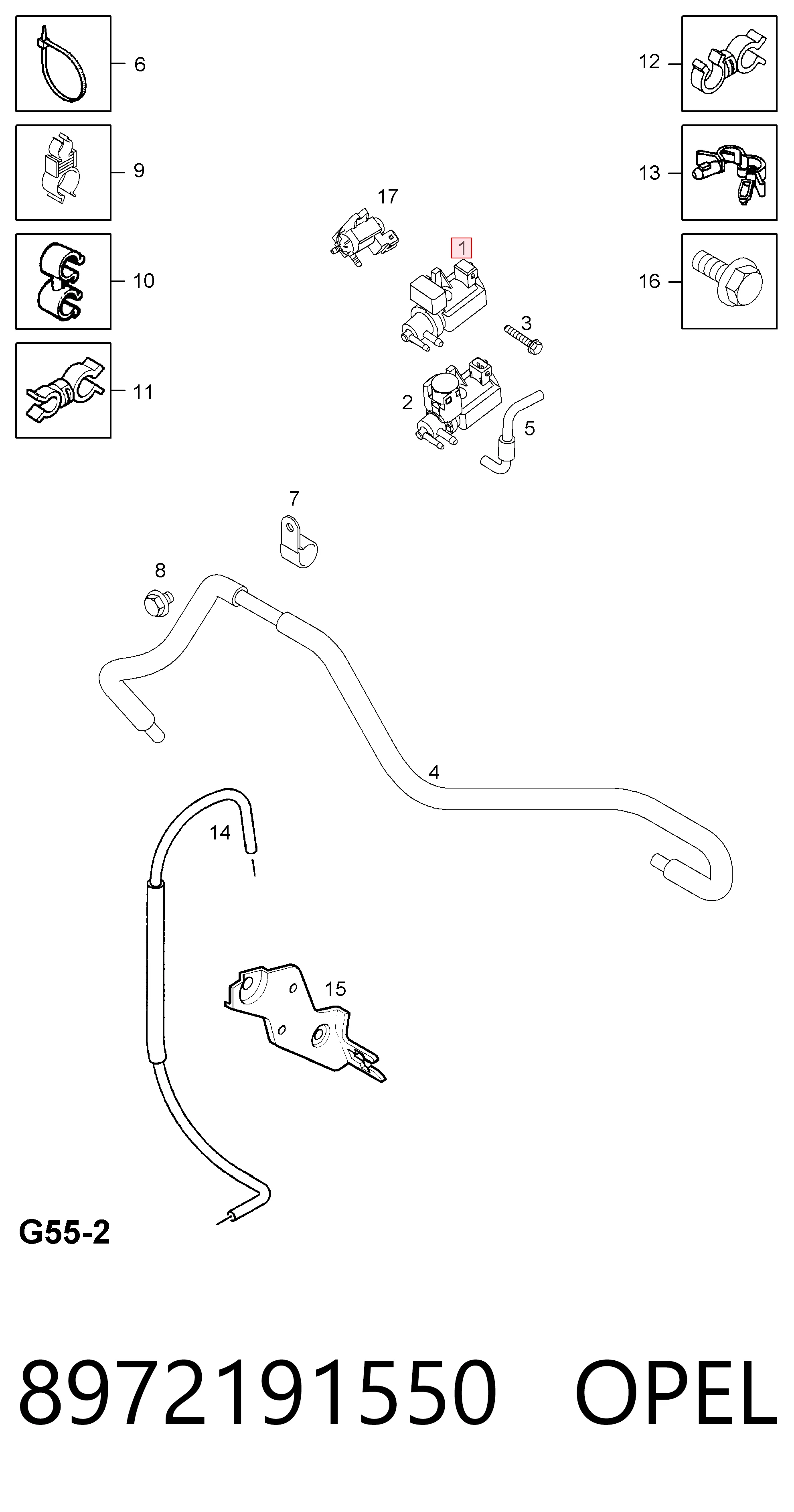 8972191550 Opel Przetwornik ciśnienia (solenoid) doładowania