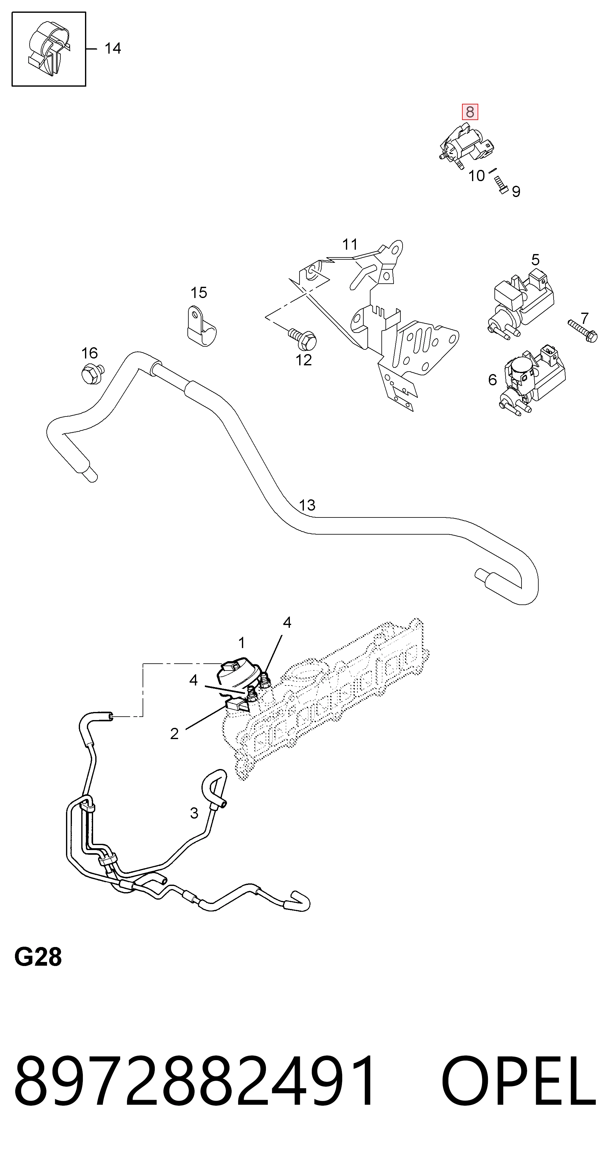 8972882491 Opel Zawór-przełącznik regulatora klap kolektora ssącego