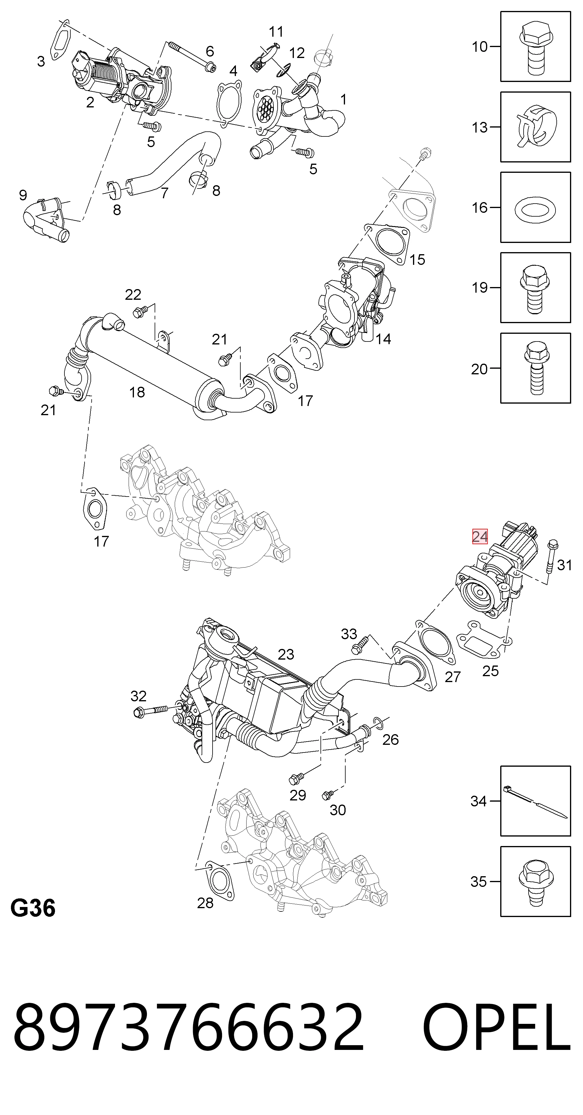 8973766632 Opel Zawór recyrkulacji spalin EGR