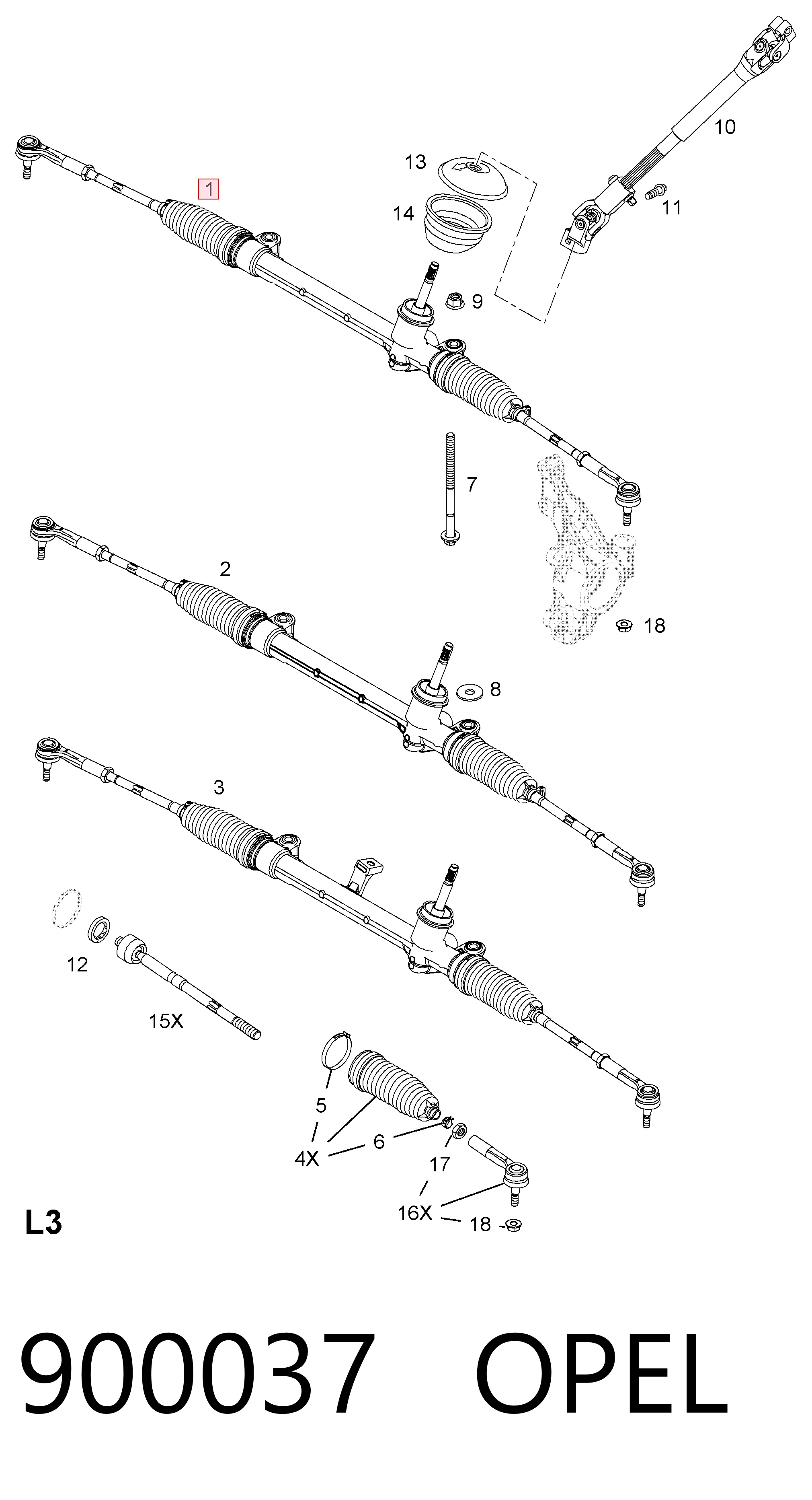 Listwa kierownicza (maglownica) Opel Corsa E hatchback (X15) (2014 - 2026) cena, od 101,15 USD