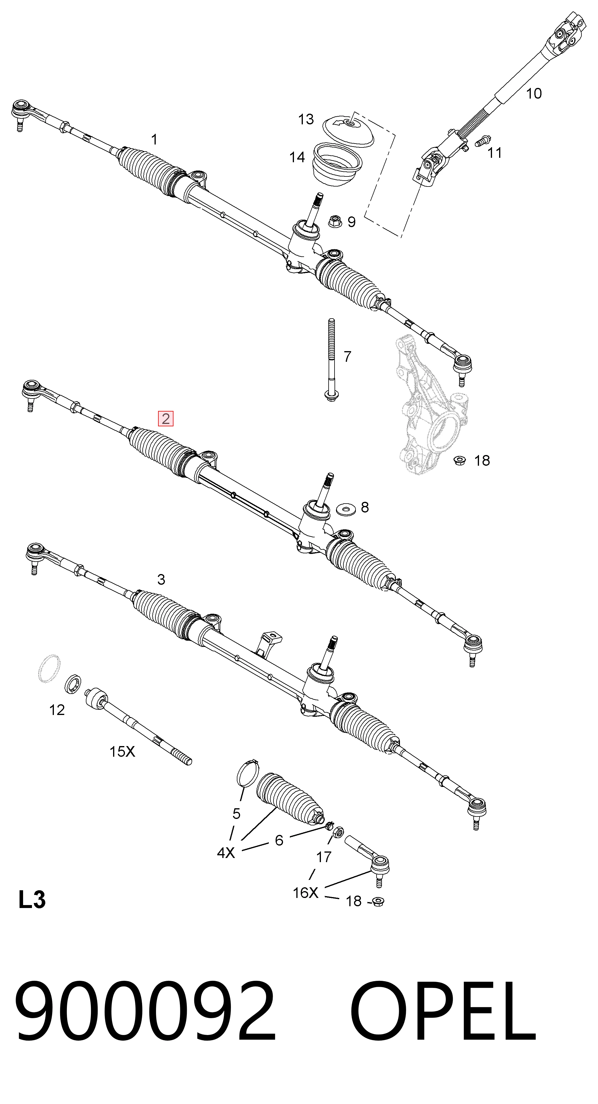  Listwa kierownicza (maglownica) Opel Corsa 