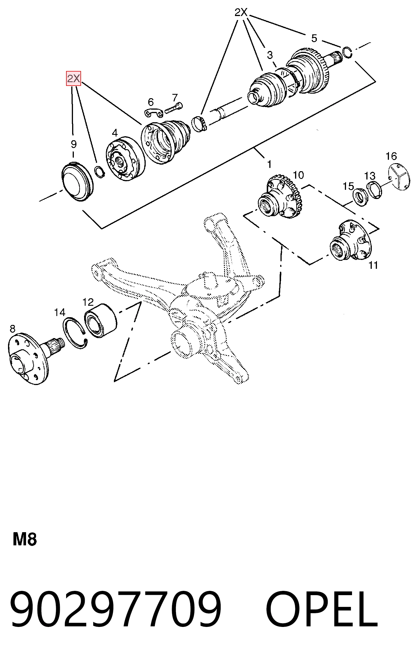 Do koszyka 90297709 General Motors Osłona przegubu półosi tylnej zewnętrzna