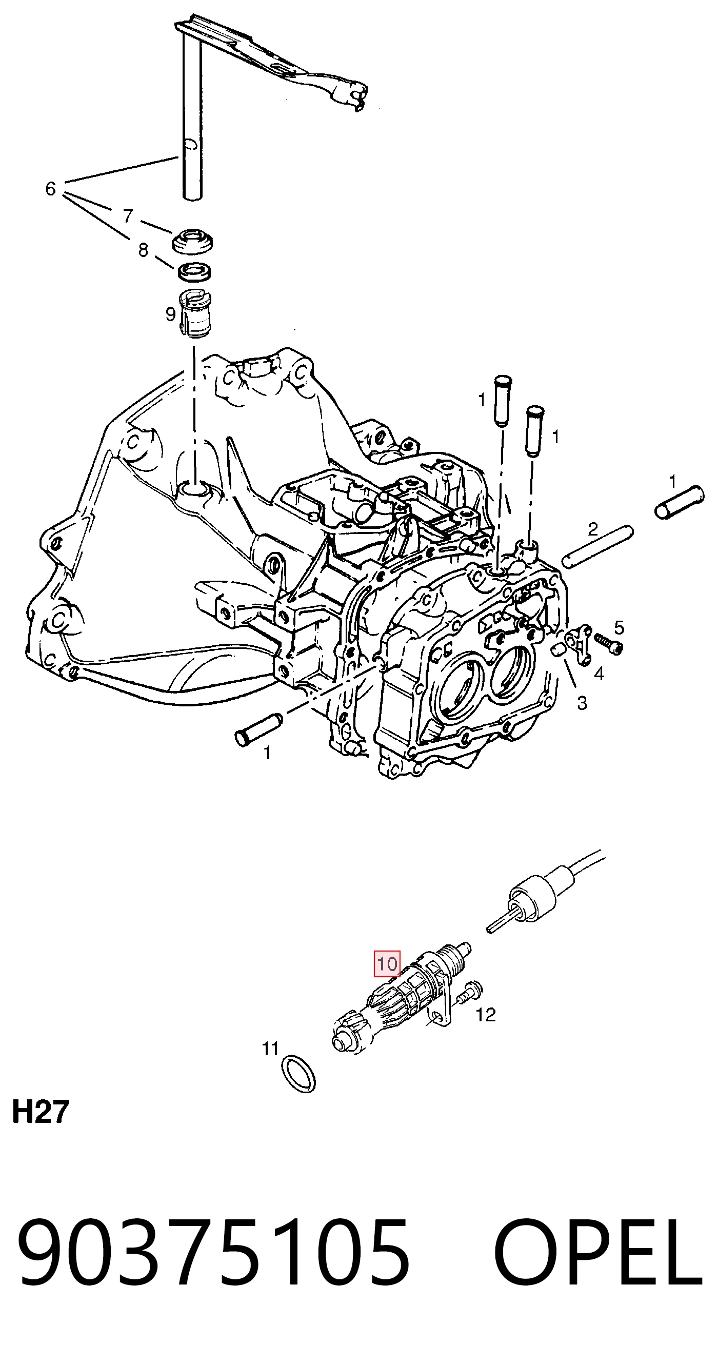 Do koszyka 90375764 Hyundai/Kia Koło zębate prędkościomierza napędzane