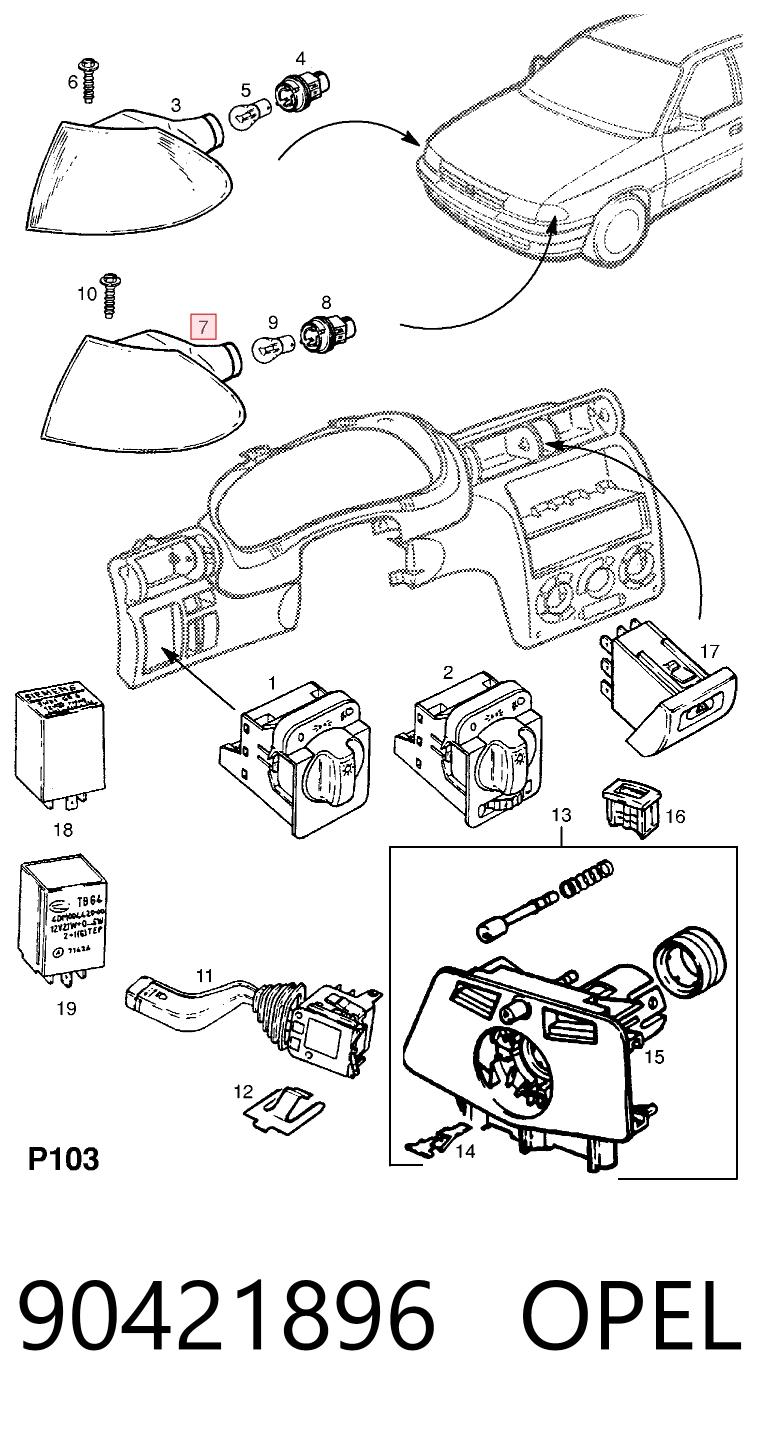 Kierunkowskaz prawy do Opel Astra F 51, 52, F35, M35
