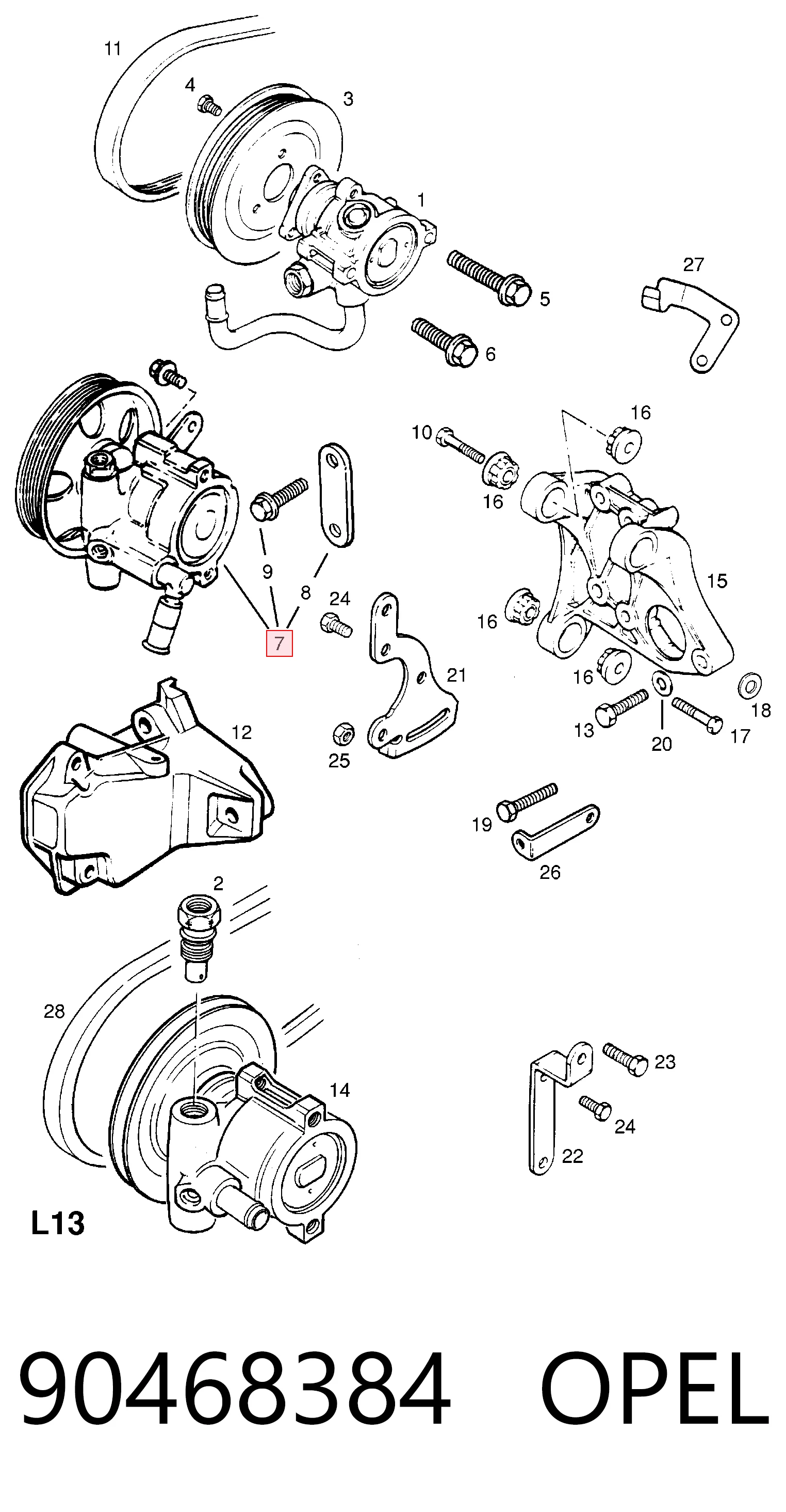 90468384 Opel Pompa wspomagania hydraulicznego kierownicy