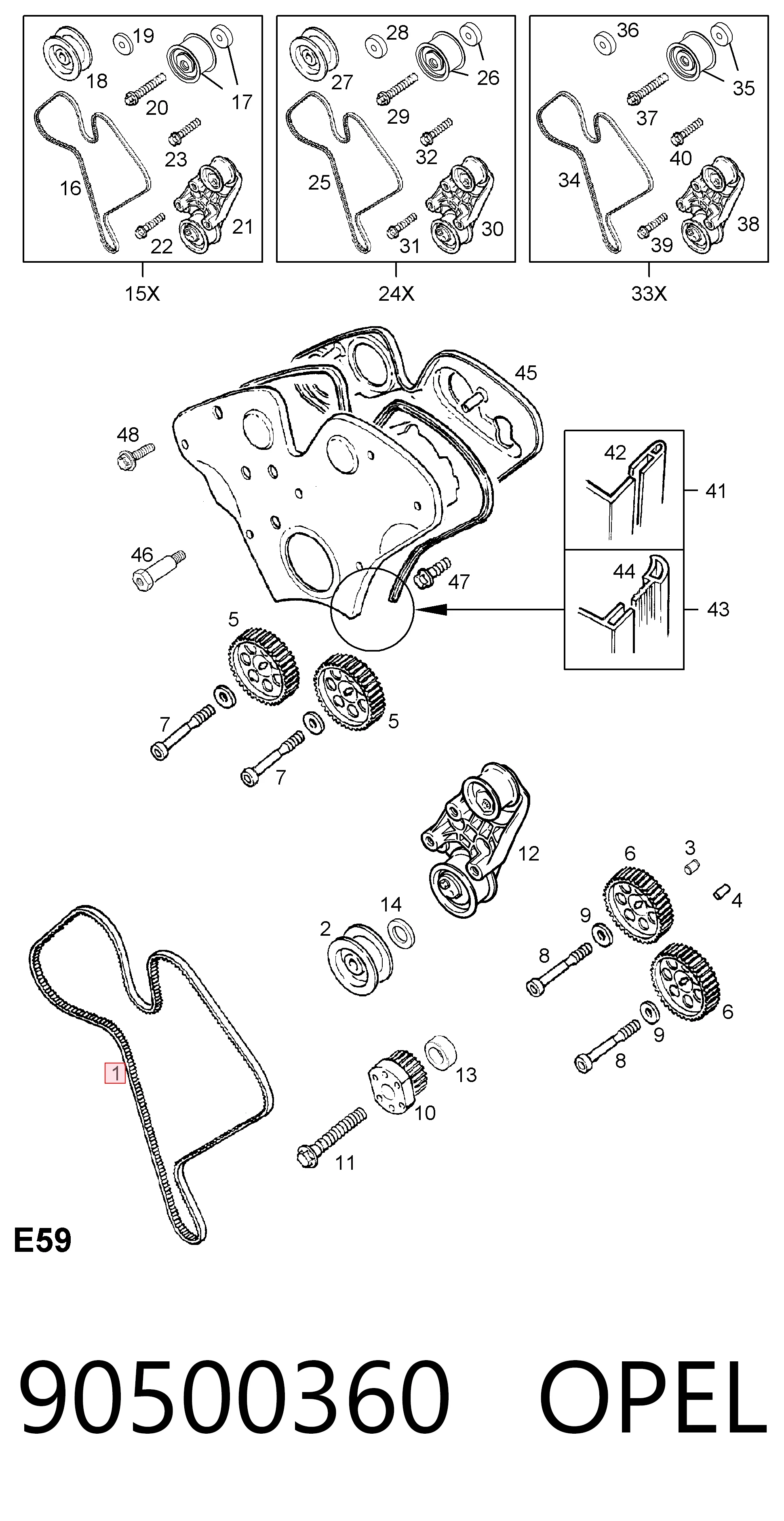 Pasek rozrządu 90500360 General Motors