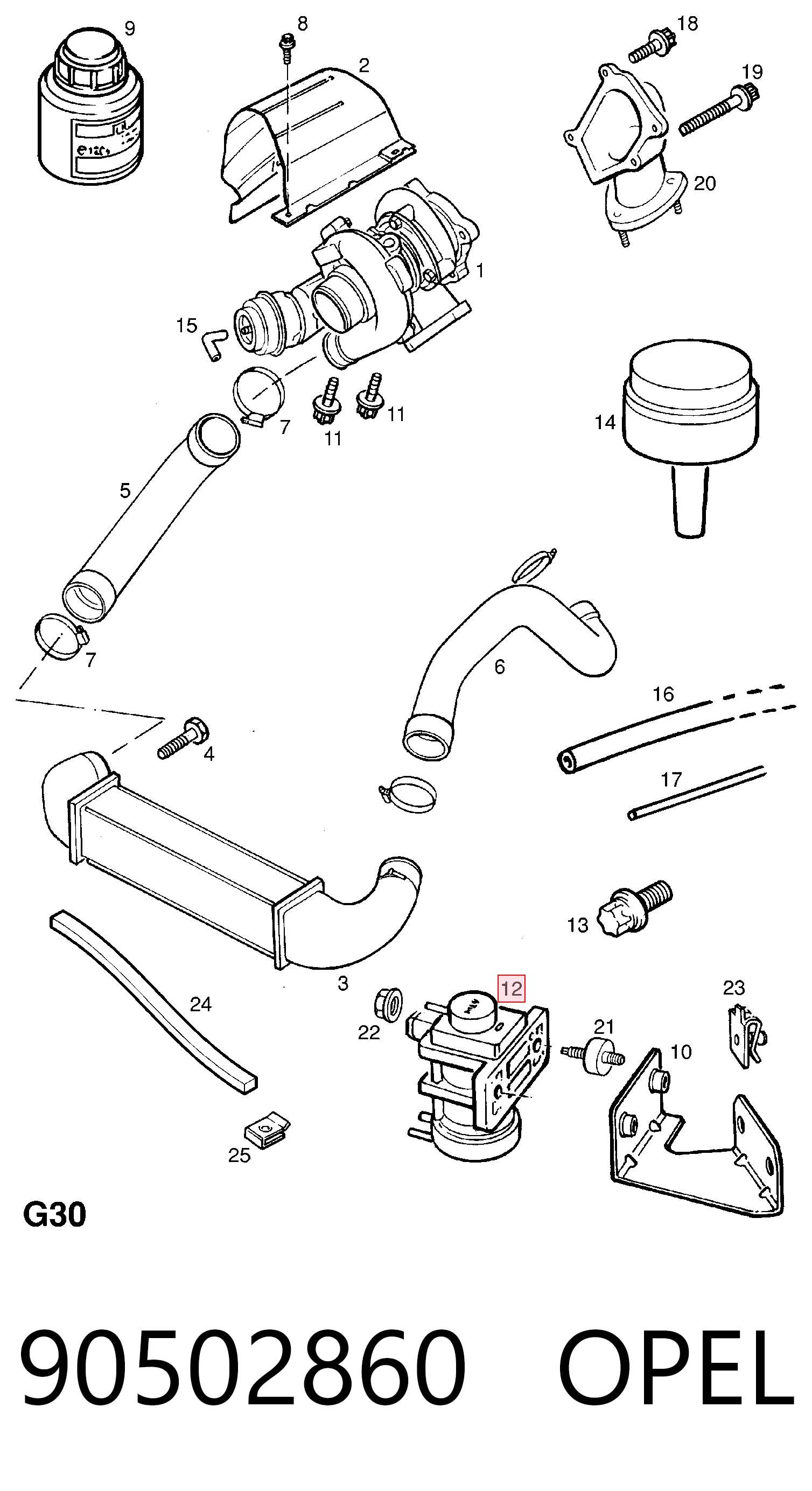 90502860 Opel Przetwornik ciśnienia (solenoid) doładowania