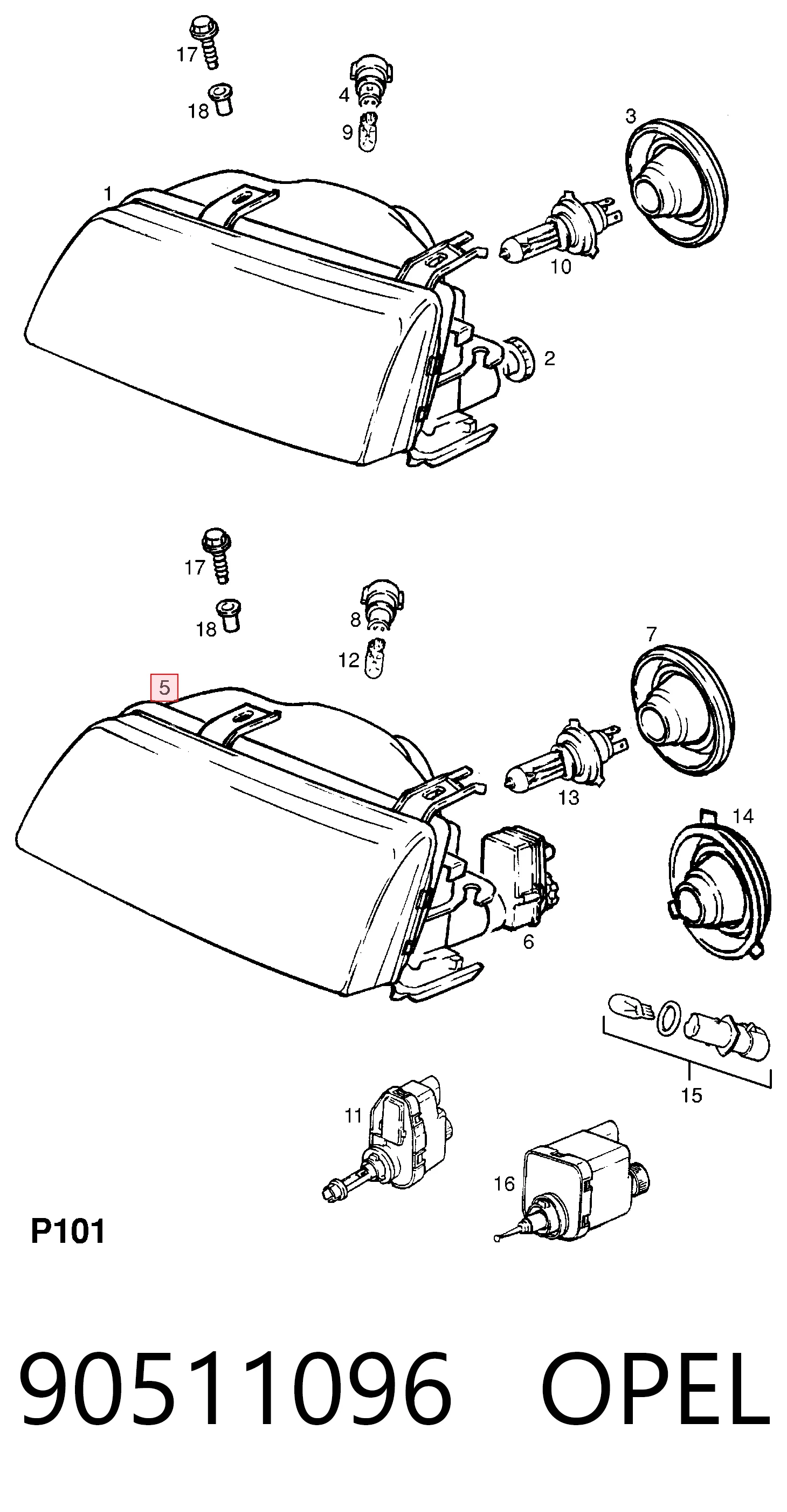 Reflektor prawy do Opel Astra F 51, 52, F35, M35