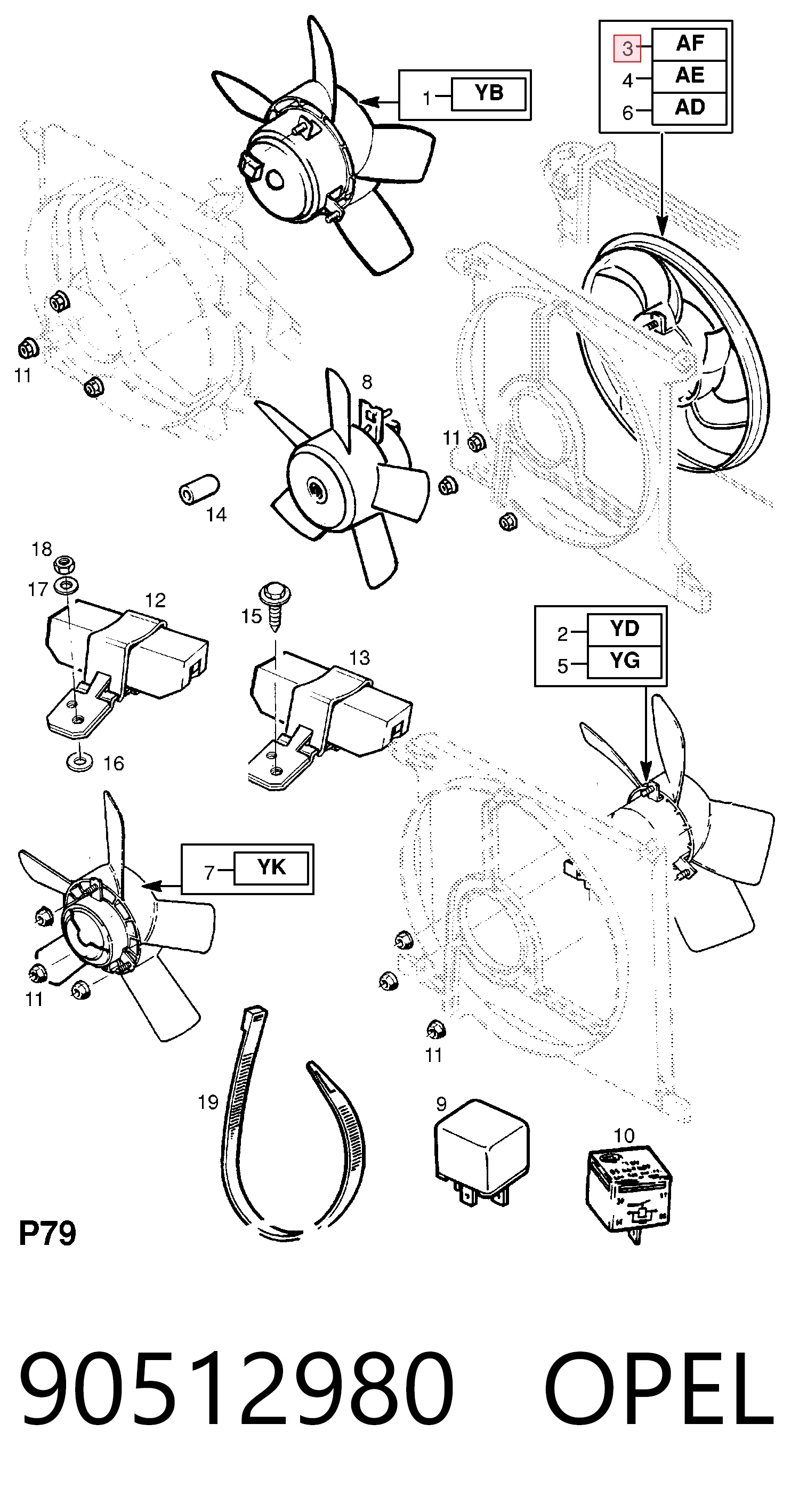 Wentylator elektryczny układu chłodzenia kompletny (silnik+wirnik) Opel Astra F