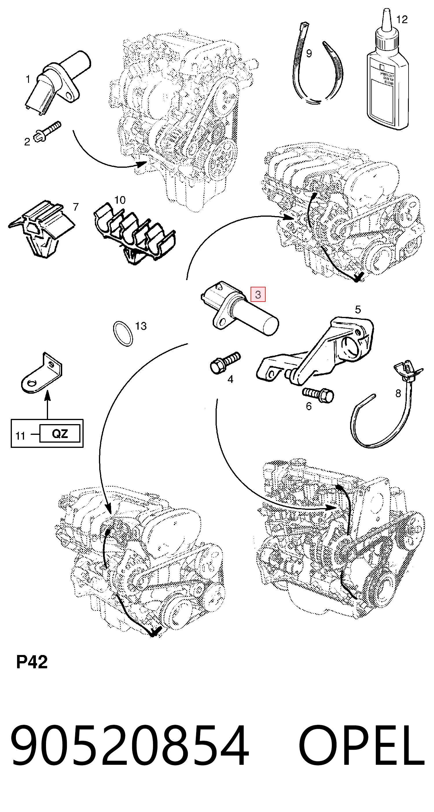 90520854 Opel Czujnik położenia wału korbowego