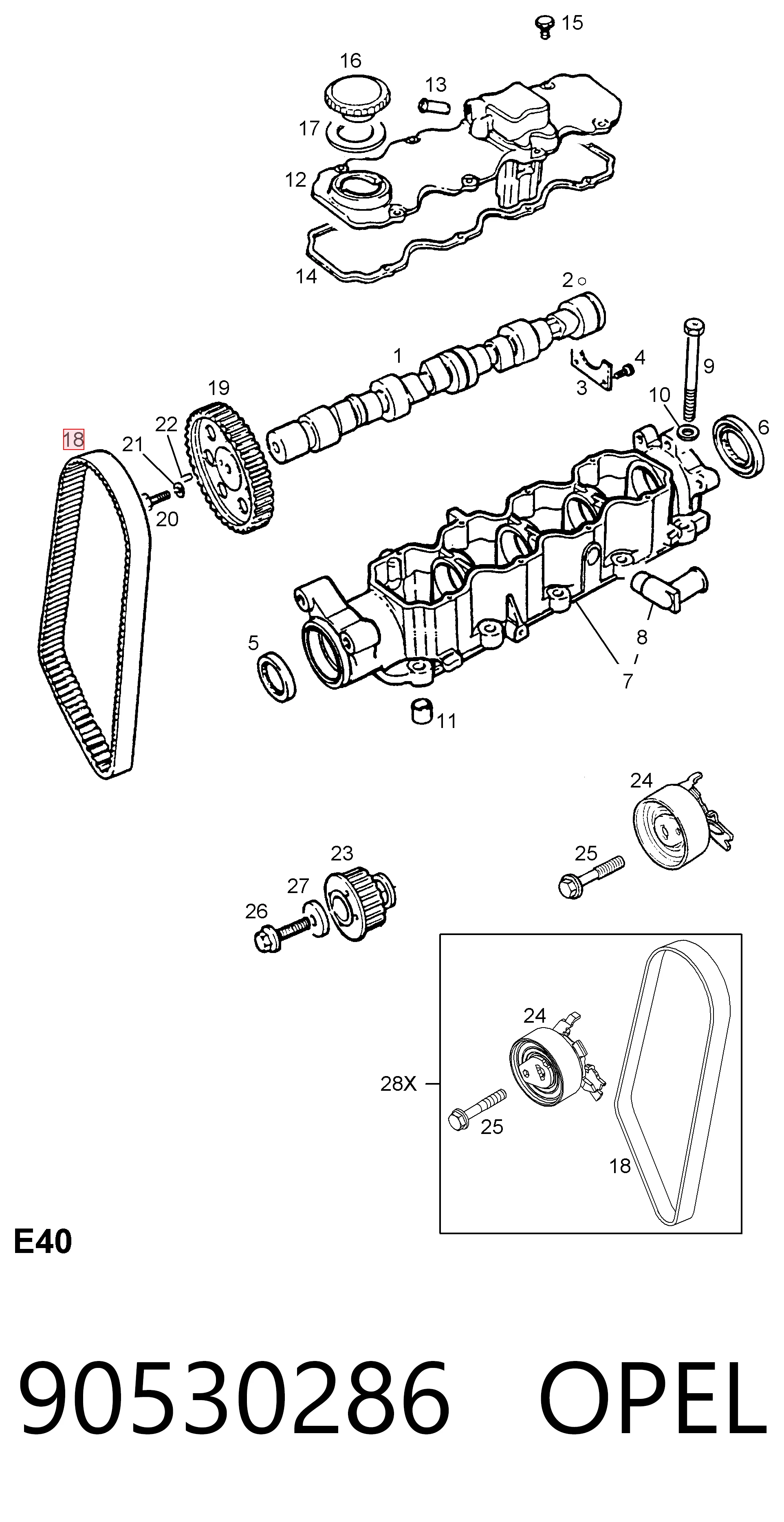 Pasek rozrządu Opel Omega A sedana (16, 17, 19) (1986 - 1994) cena, od 19,87 USD
