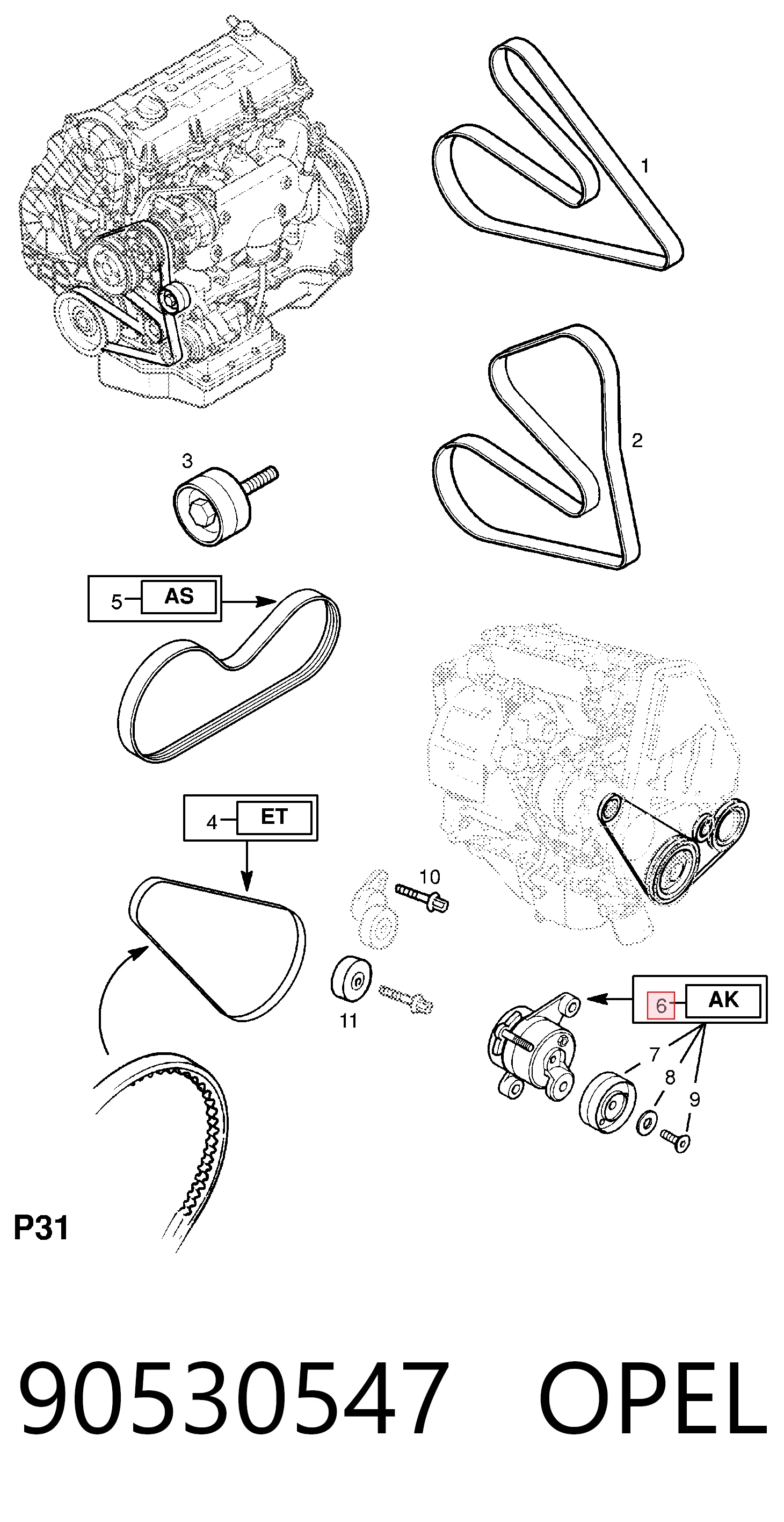 90530547 General Motors Napinacz paska napędowego
