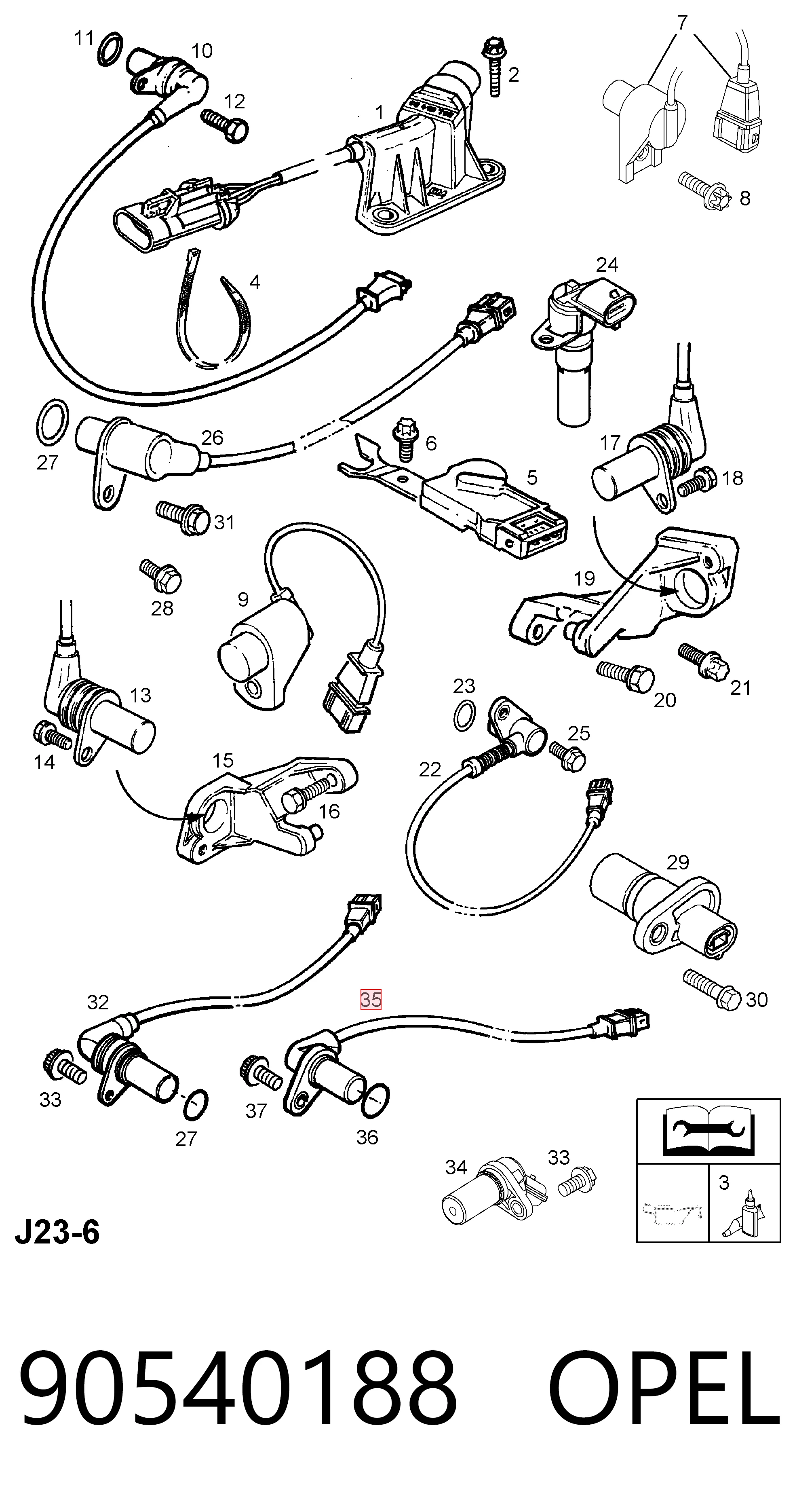 90540188 Opel Czujnik położenia wału korbowego