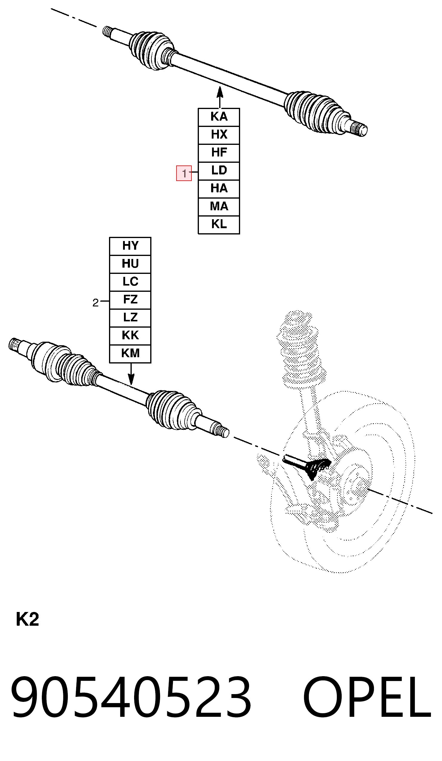 Półoś napędowa przednia prawa do Opel Astra F 51, 52, F35, M35