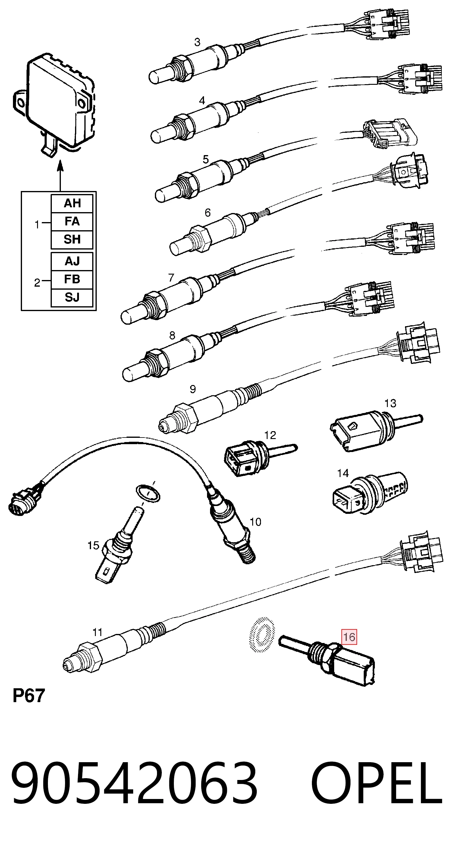 90542063 Opel Czujnik temperatury płynu chłodzącego