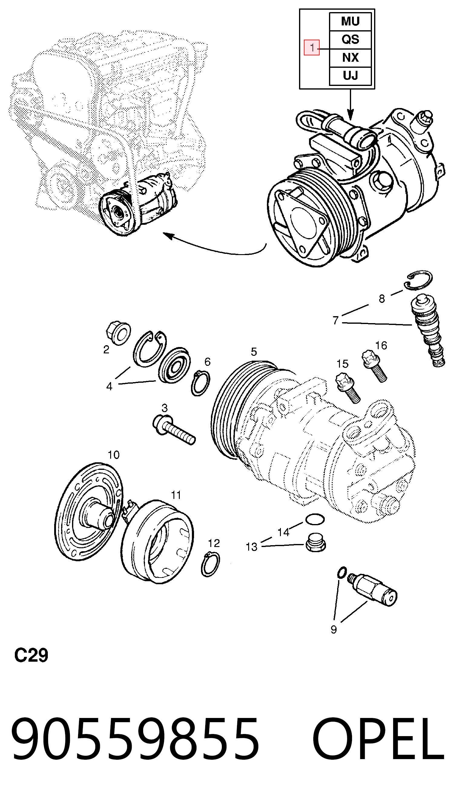 90559855 Opel Sprężarka klimatyzacji