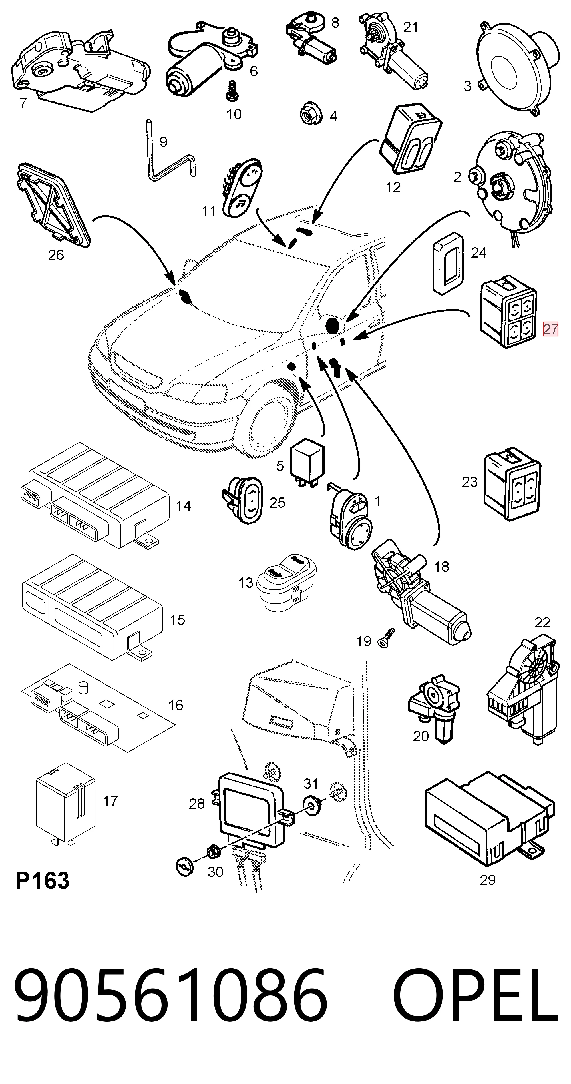 Panel przyciskowy sterowania podnośnikiem szyby przedni lewy General Motors 6240106 cena, od 8,36 USD
